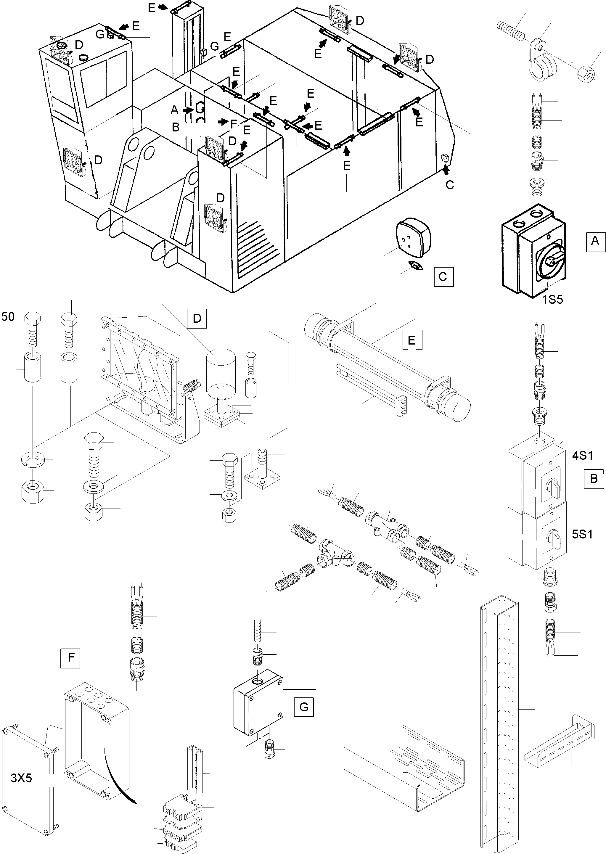 Komatsu parts book diagram for PC8000-1E S/N 12024: LIGHTING EQUIPMENT