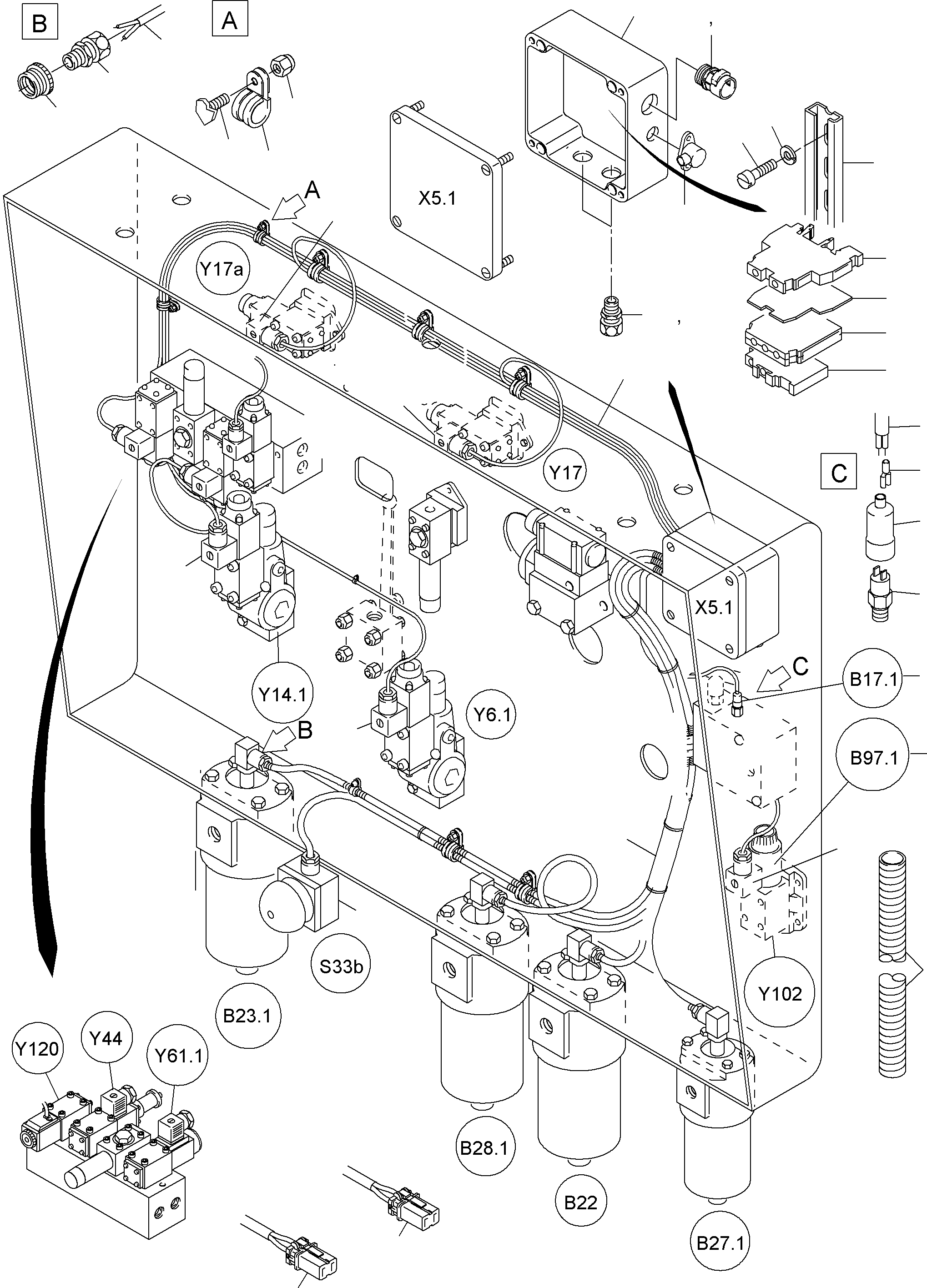 Komatsu parts book diagram for PC8000-1E S/N 12024: CABLES - CONTROL FRAME