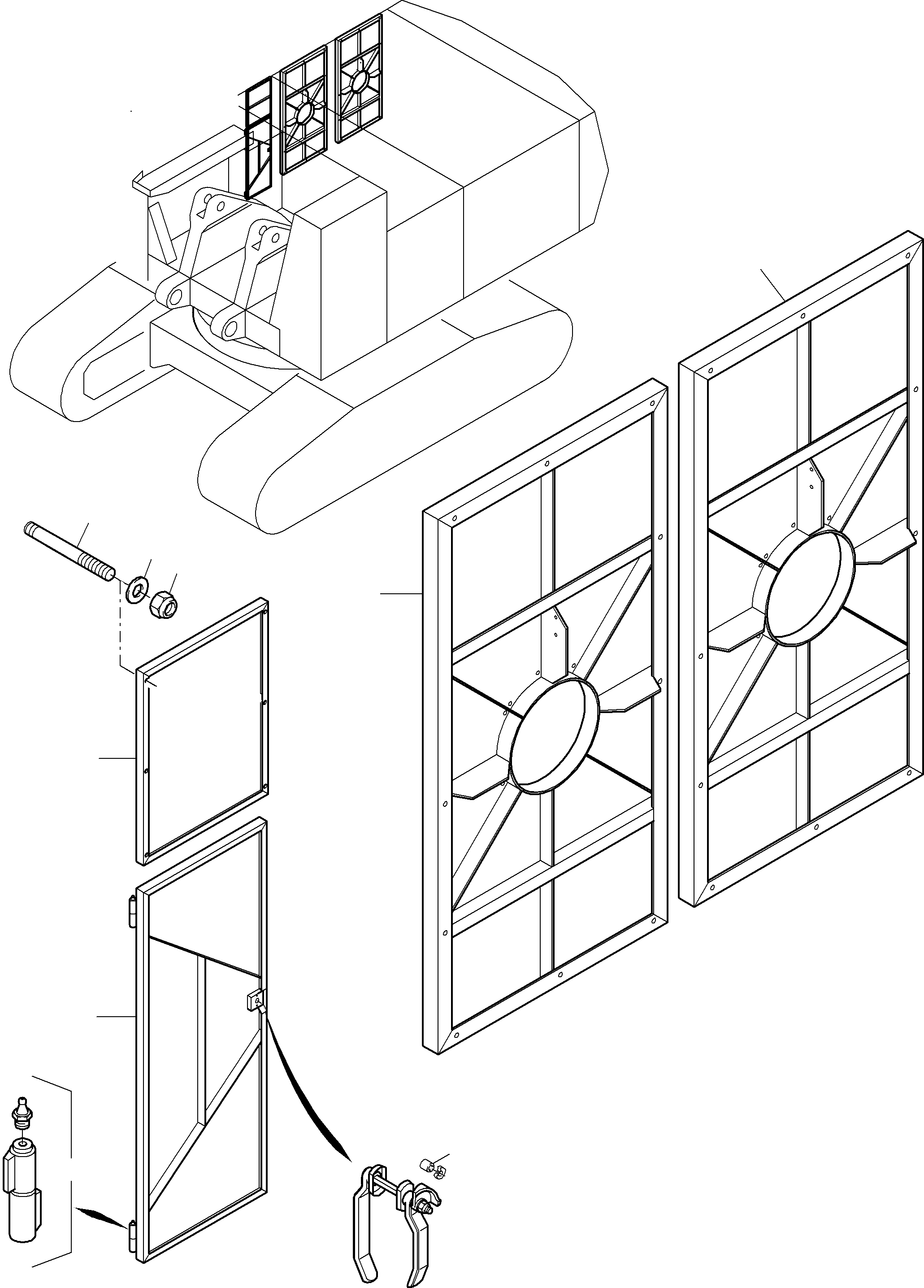 Komatsu parts book diagram for PC8000-1E S/N 12024: DOORS - MACHINE COVERING