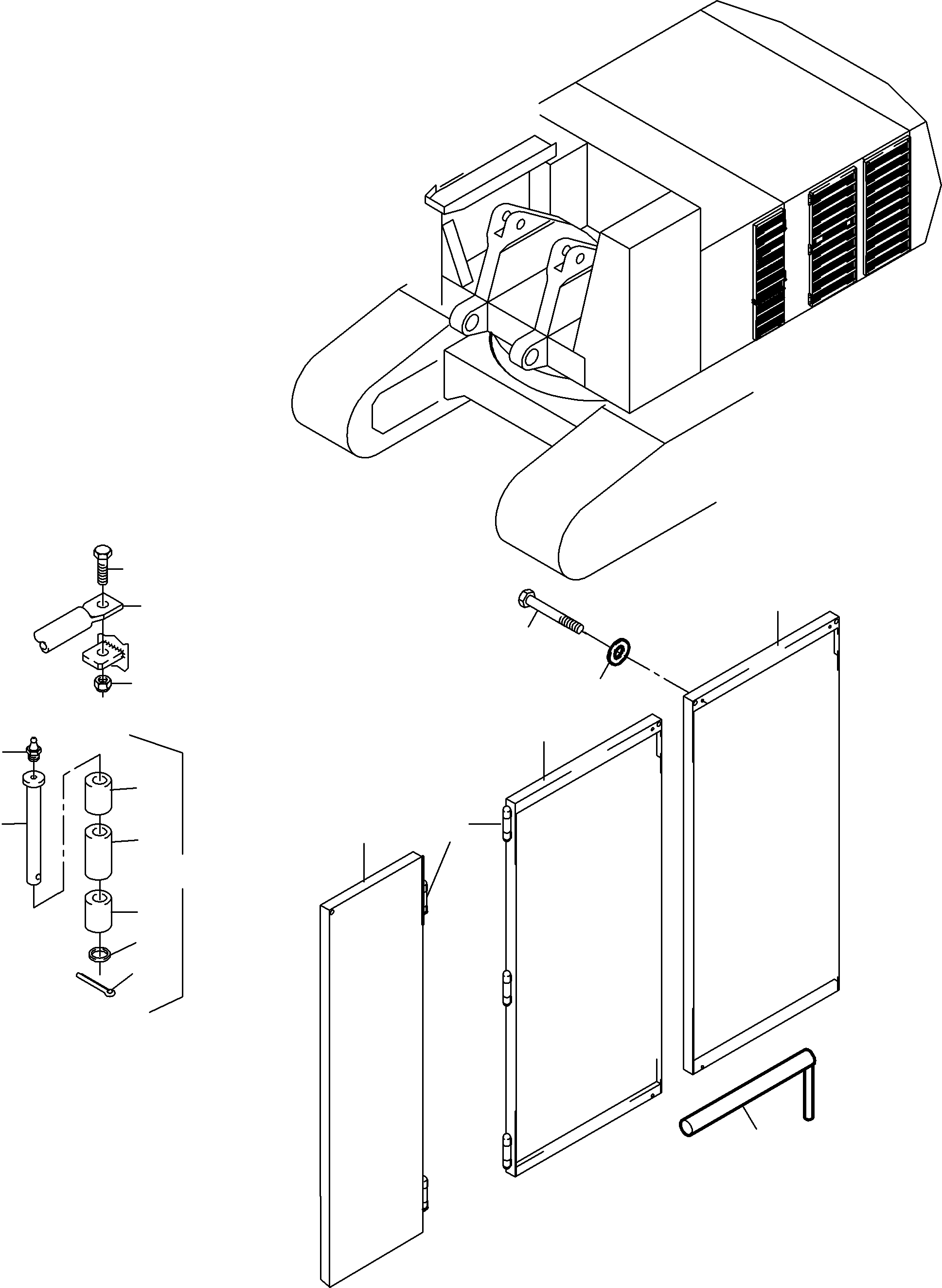 Komatsu parts book diagram for PC8000-1E S/N 12024: DOORS - MACHINE COVERING