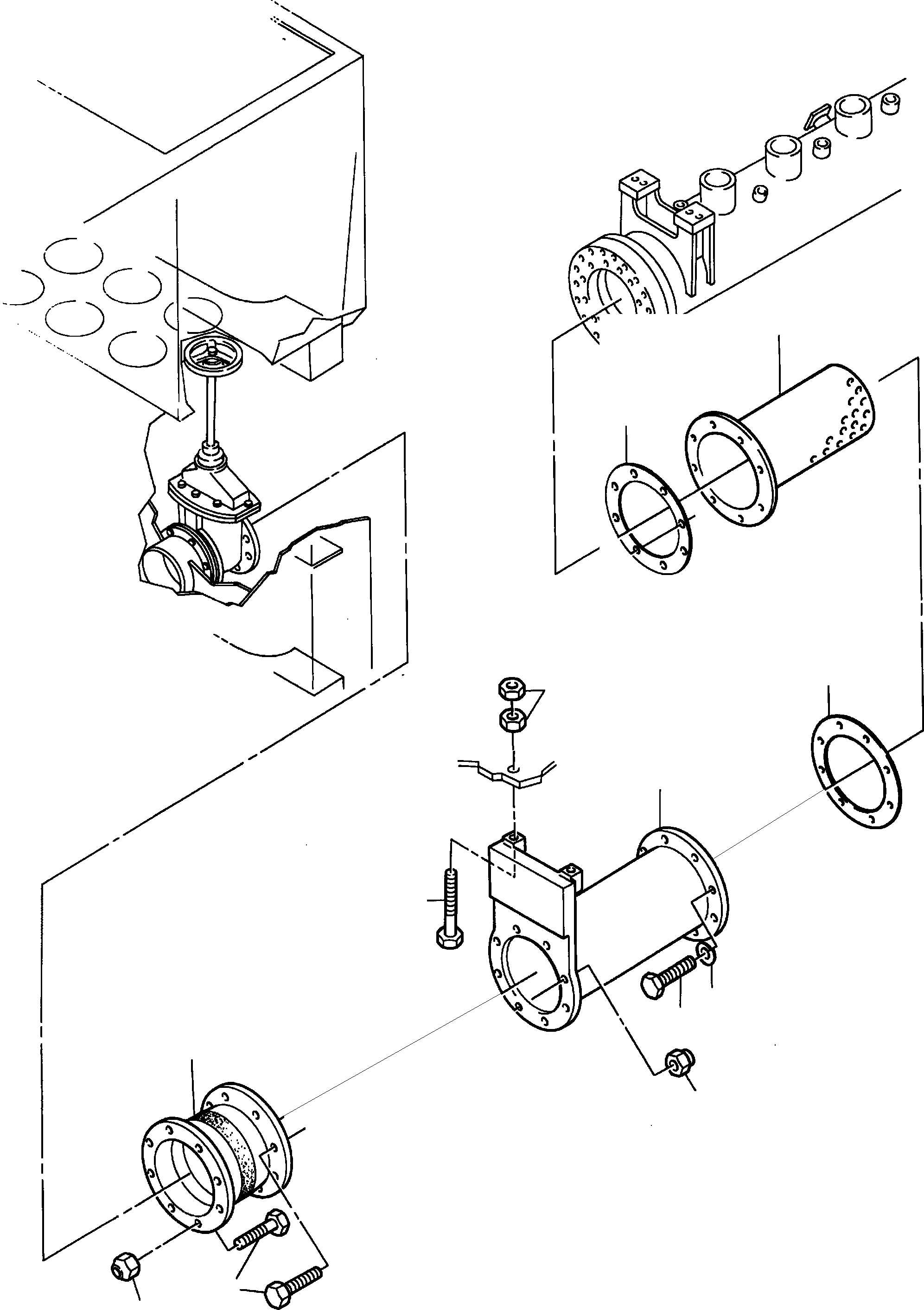 Komatsu parts book diagram for PC8000-1E S/N 12024: CONNECTION, MAIN OIL TANK AND SUCTION TANK