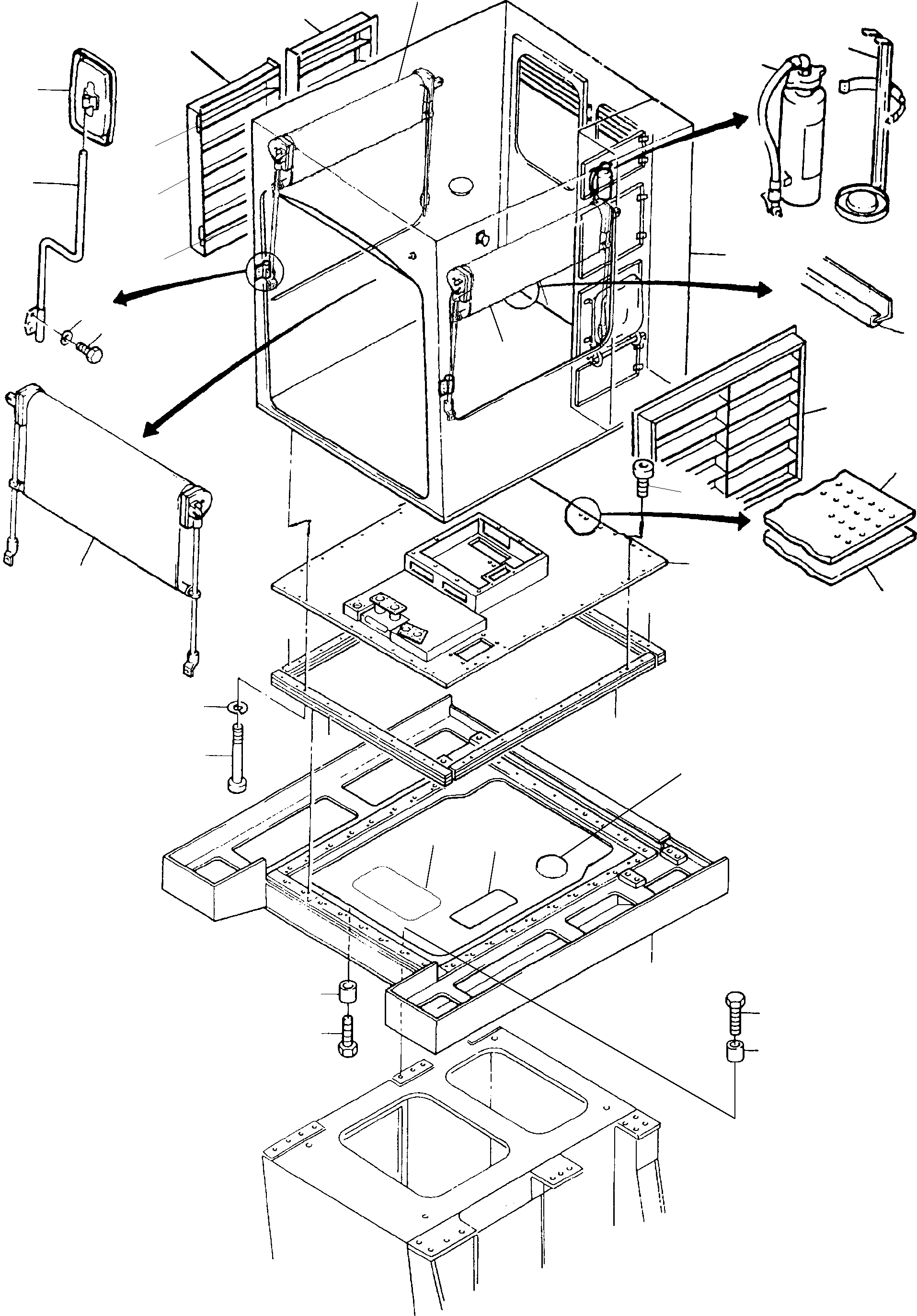 Komatsu parts book diagram for PC8000-1E S/N 12024: OPERATOR'S CAB ARRANGEMENT