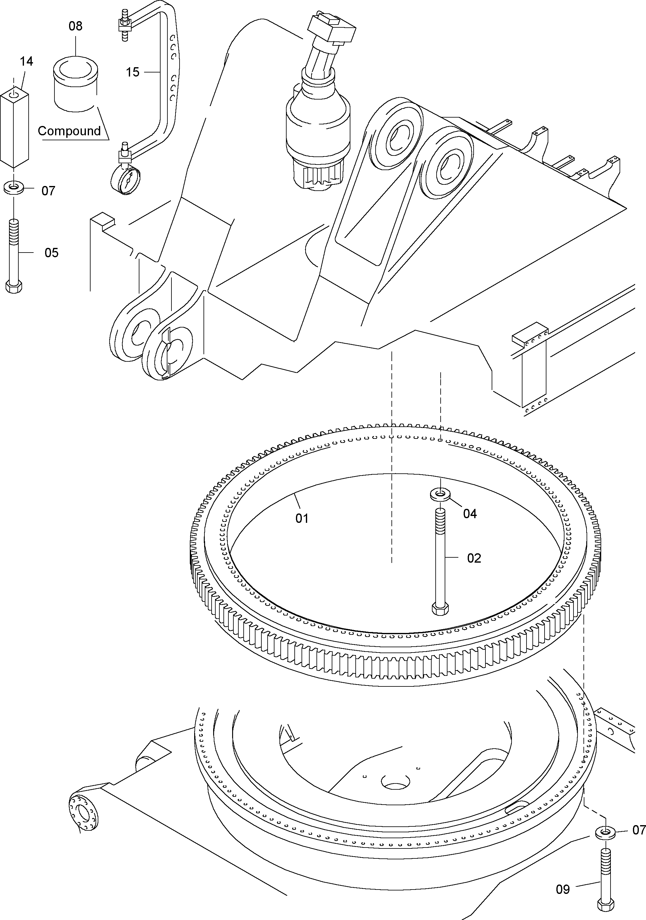 Komatsu parts book diagram for PC8000-6E S/N 12061: SLEW RING ARR.
