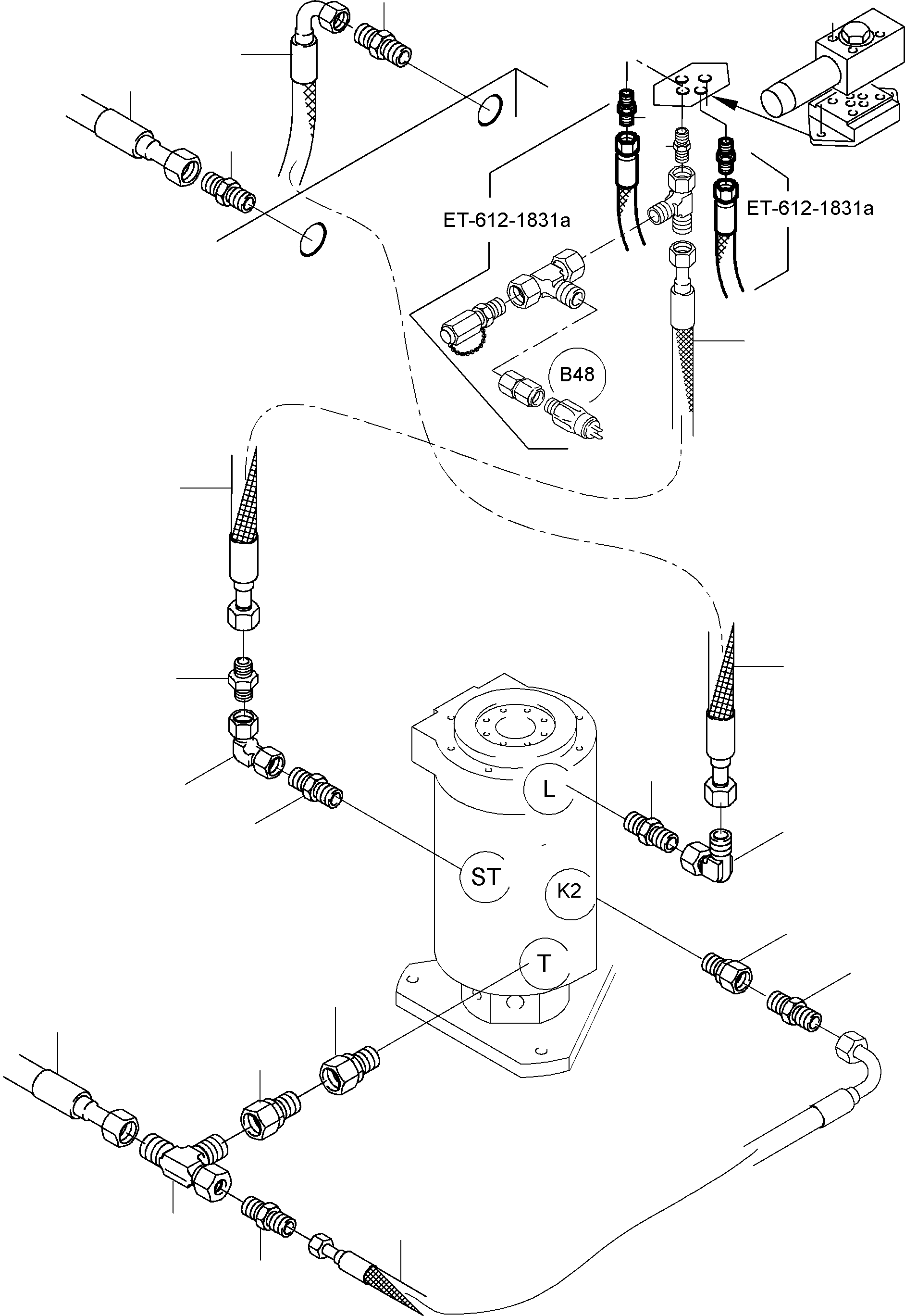 Komatsu parts book diagram for PC8000-6E S/N 12061: HYDR. LINES, ROTARY JOINT