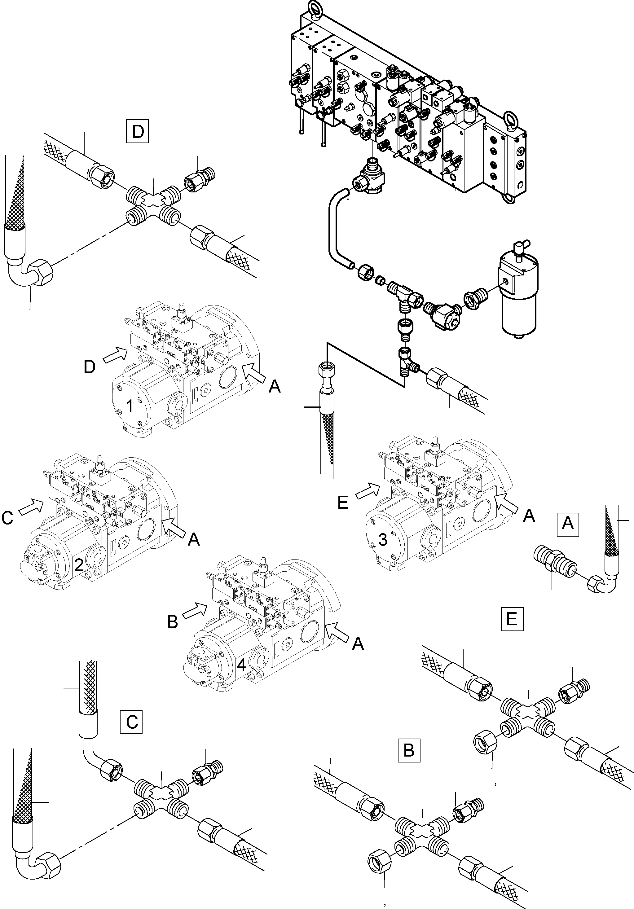 Komatsu parts book diagram for PC8000-6E S/N 12061: MAIN PUMPS CONTROL (P/U)