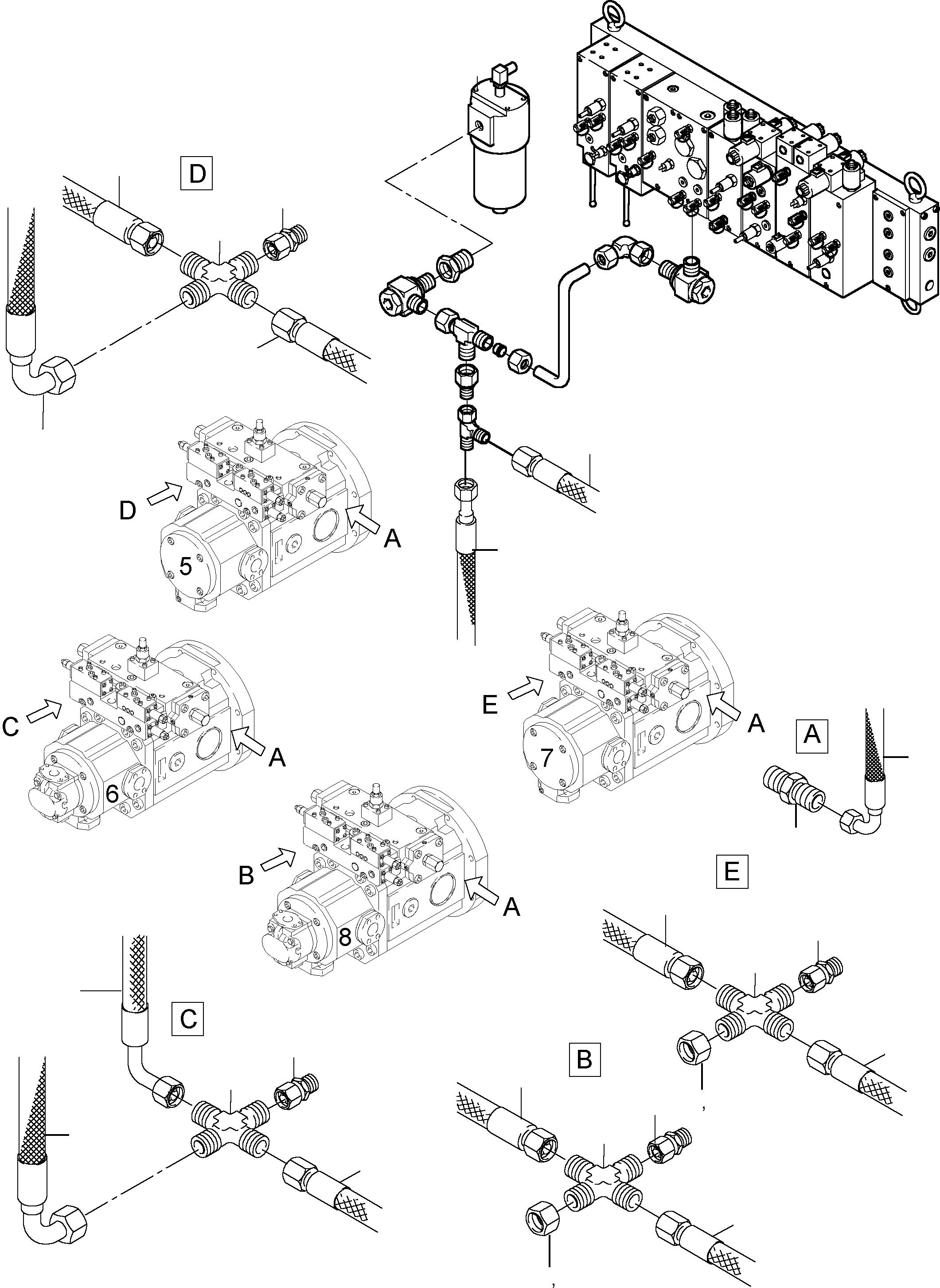 Komatsu parts book diagram for PC8000-6E S/N 12061: MAIN PUMPS CONTROL (P/U)