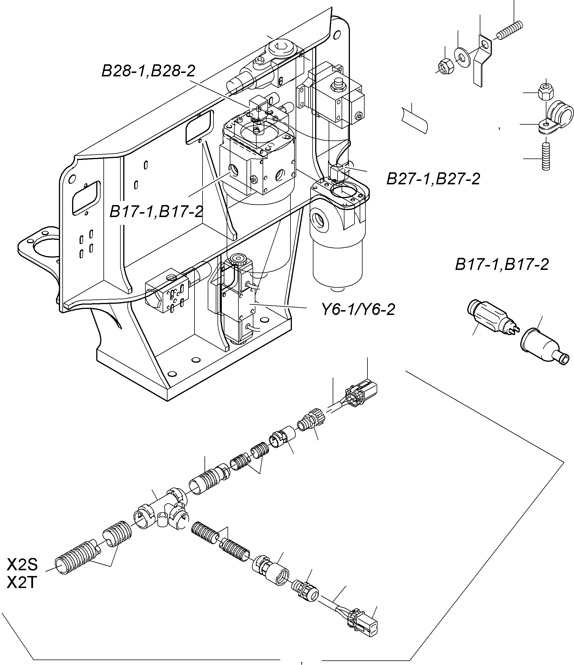 Komatsu parts book diagram for PC8000-6E S/N 12061: CABLES - CONTROL AND FILTER PLATE 1 AND 2