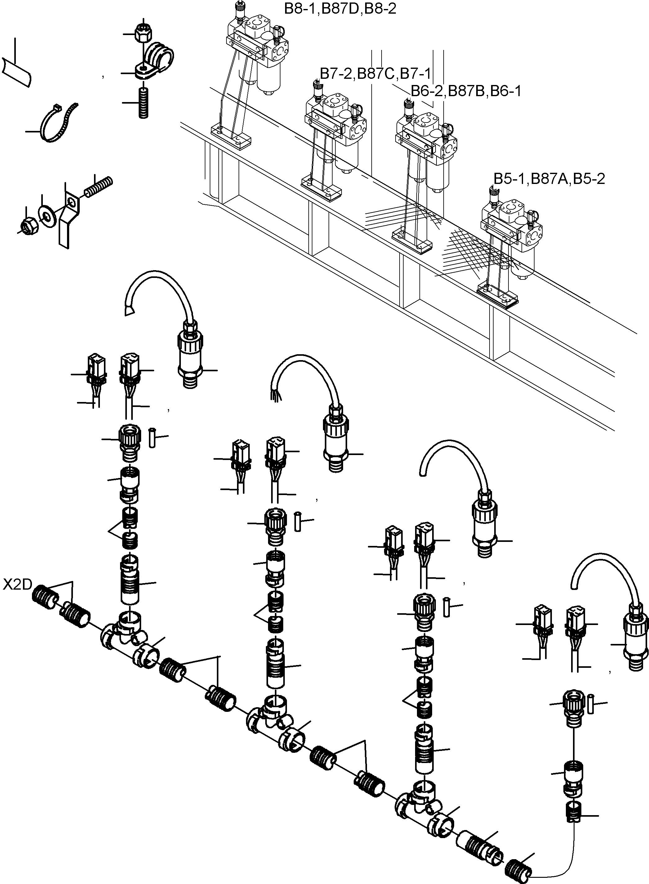 Komatsu parts book diagram for PC8000-6E S/N 12061: CABLES -  H.P.-FILTER