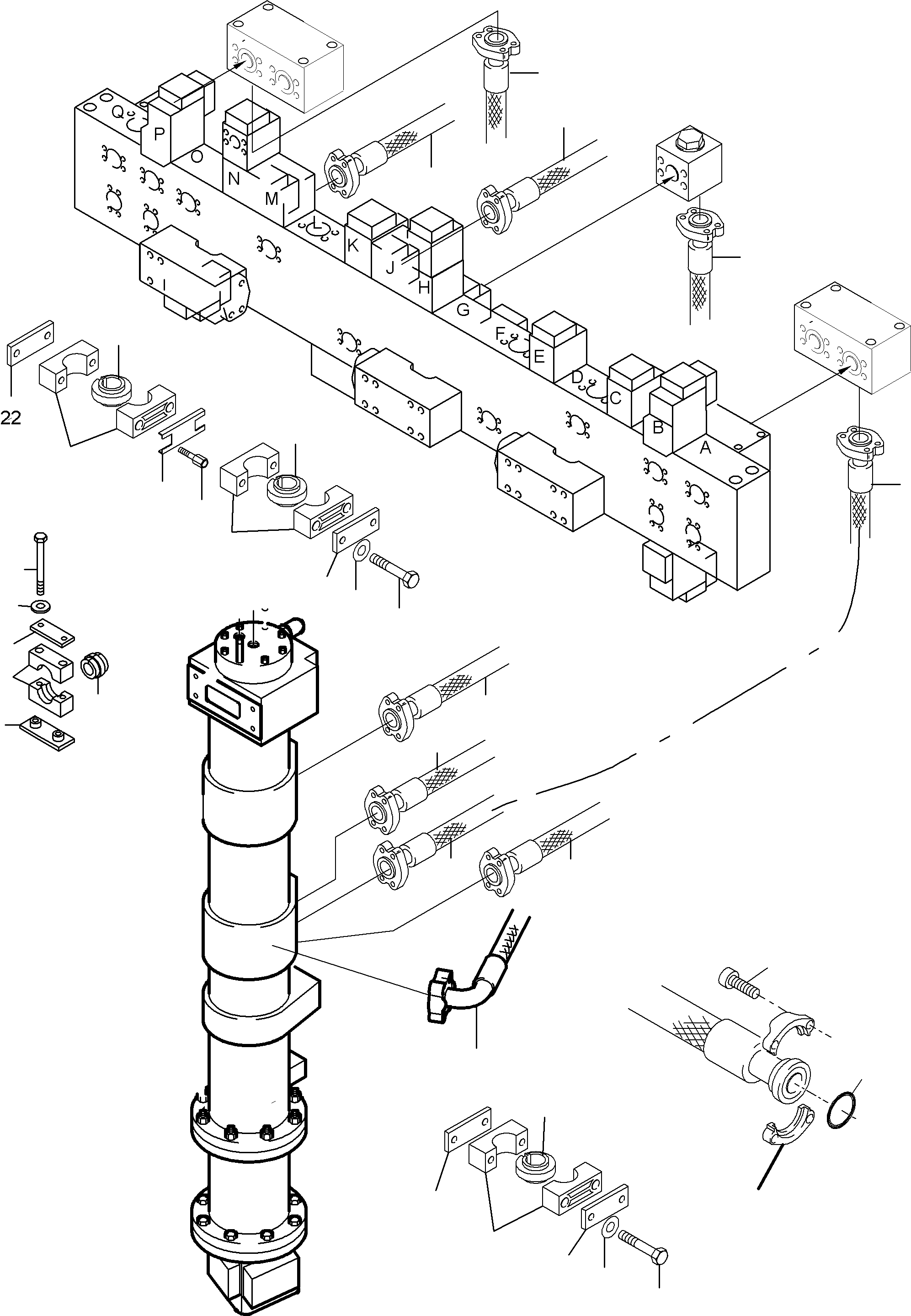 Komatsu parts book diagram for PC8000-6E S/N 12061: RETURN LINE-MANIFOLD