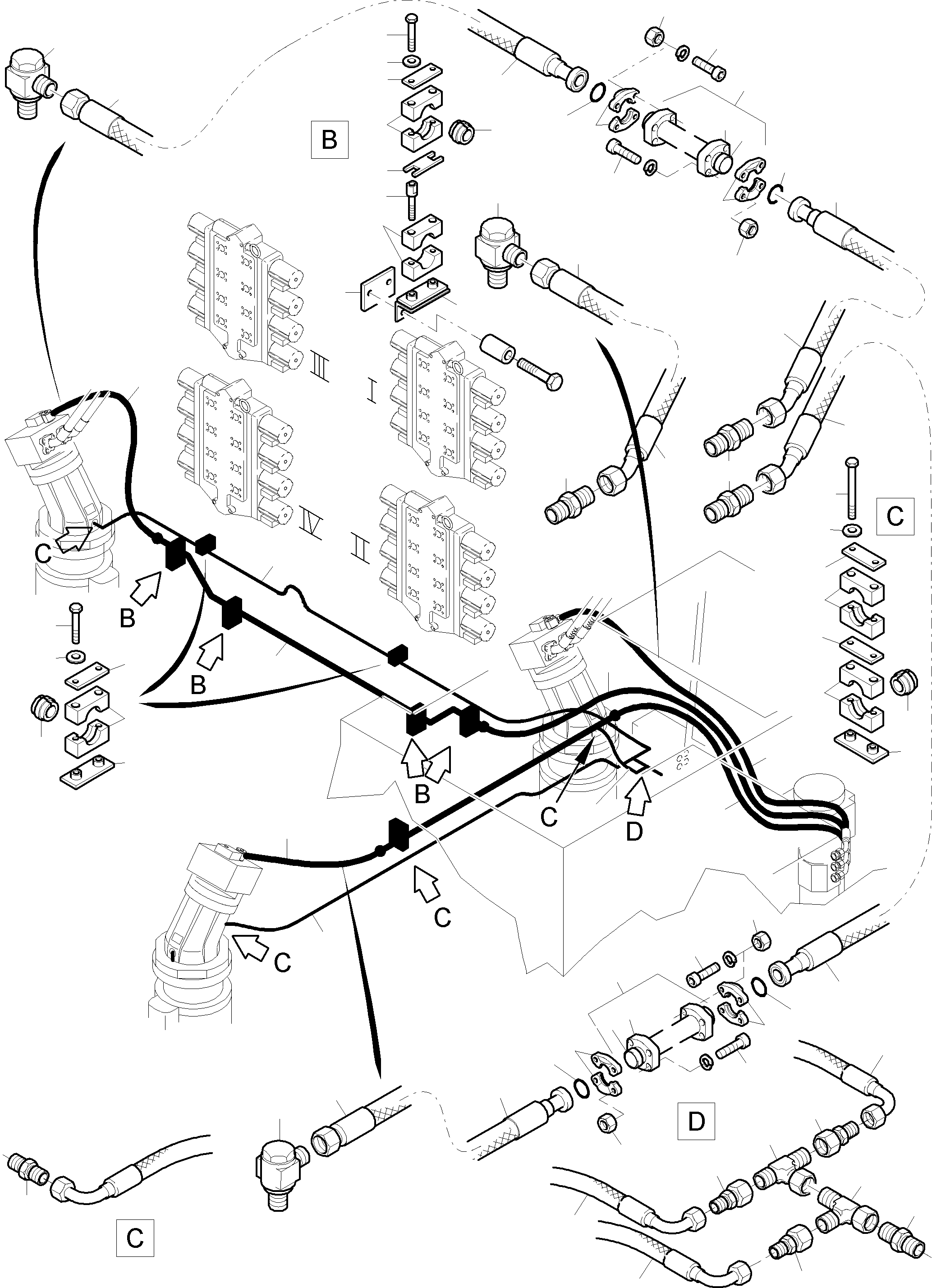 Komatsu parts book diagram for PC8000-6E S/N 12061: TANK LINES - SLEW GEAR