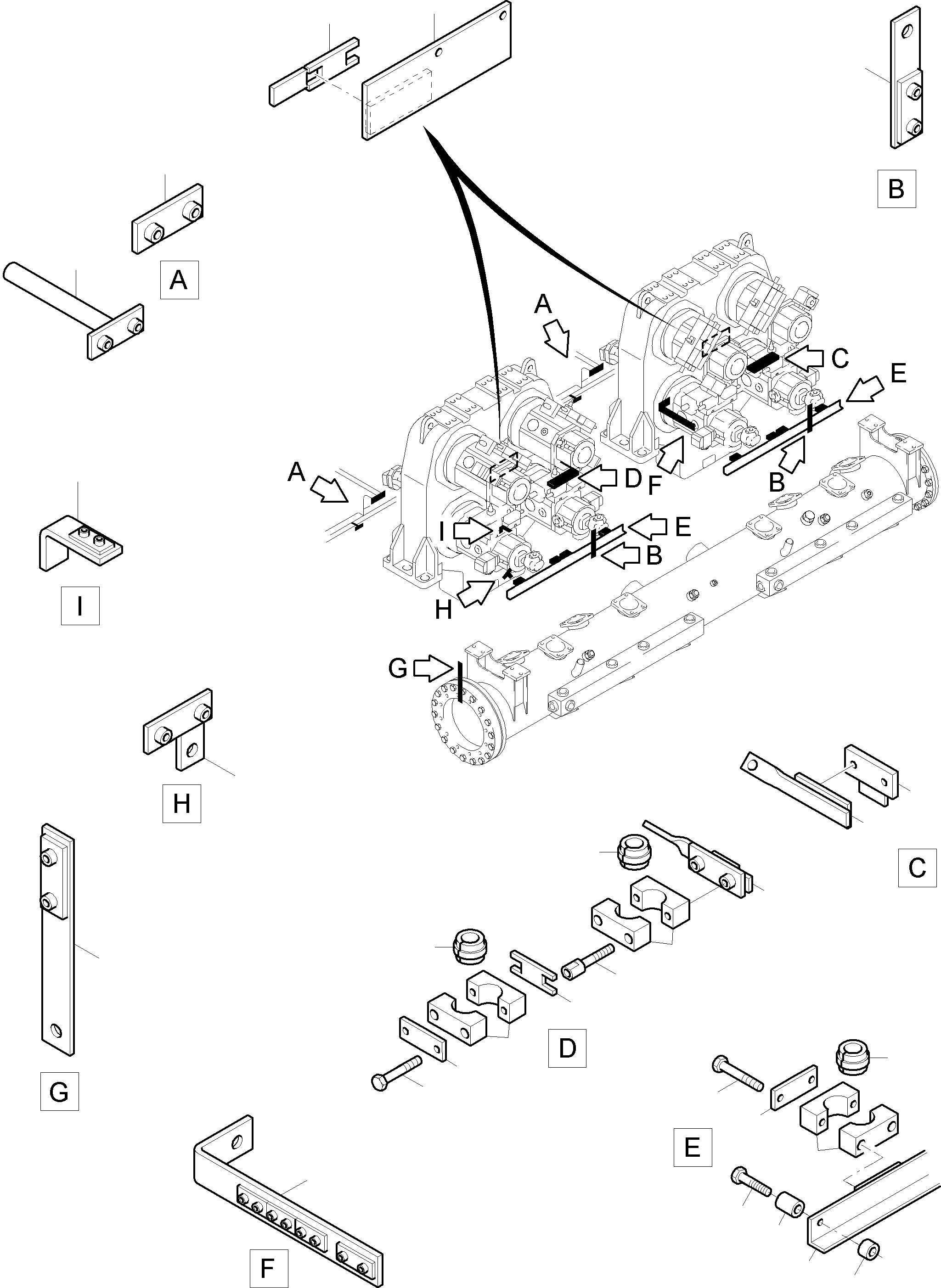 Komatsu parts book diagram for PC8000-6E S/N 12061: RETURN LINES - MAIN PUMPS