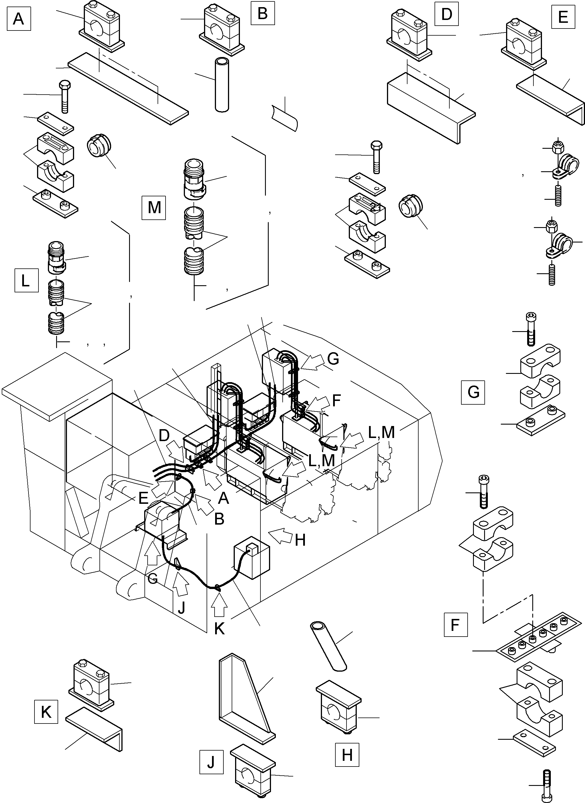Komatsu parts book diagram for PC8000-6E S/N 12061: CABLES - ELECTRIC MOTOR