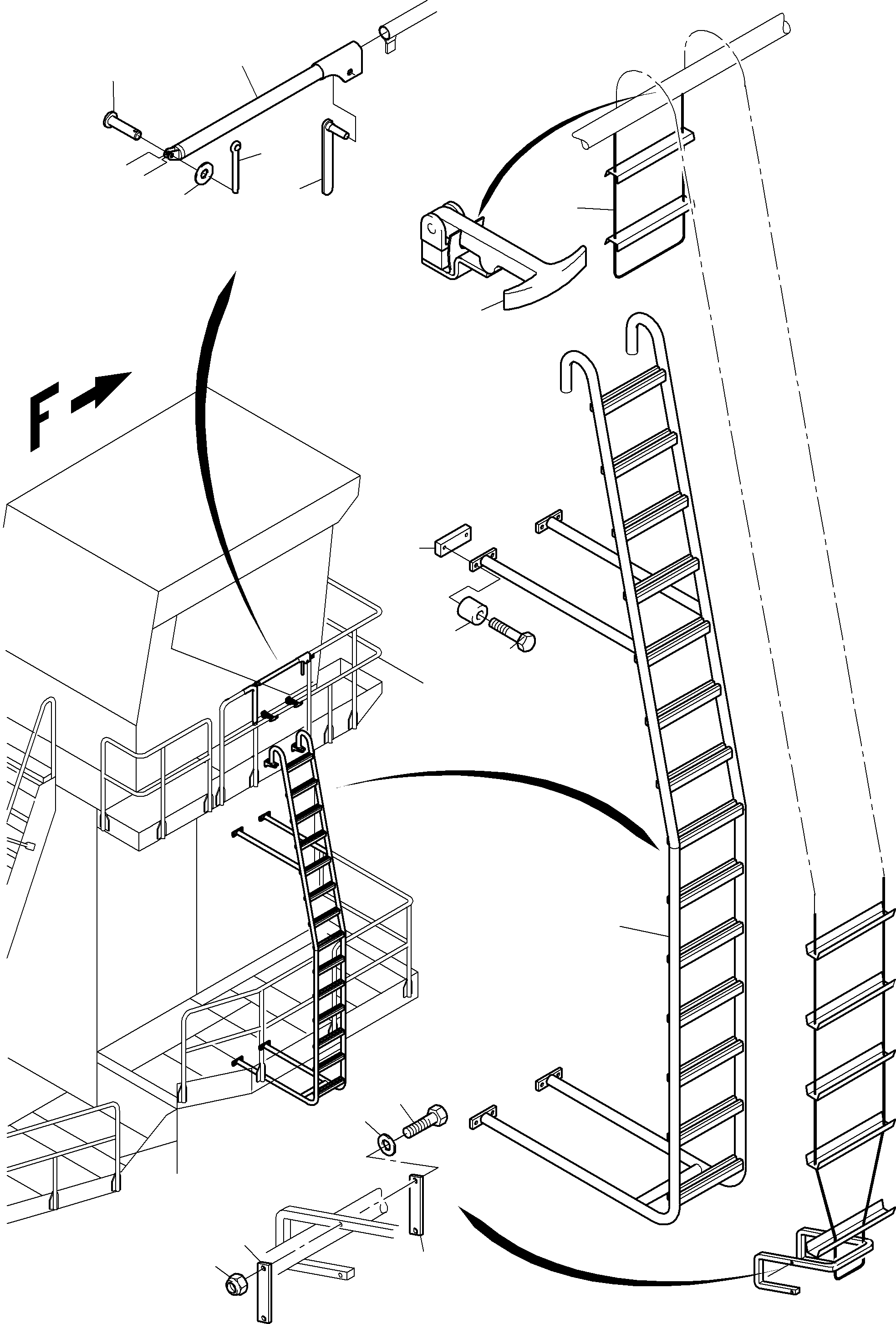 Komatsu parts book diagram for PC8000-6E S/N 12061: EMERGENCY LADDER