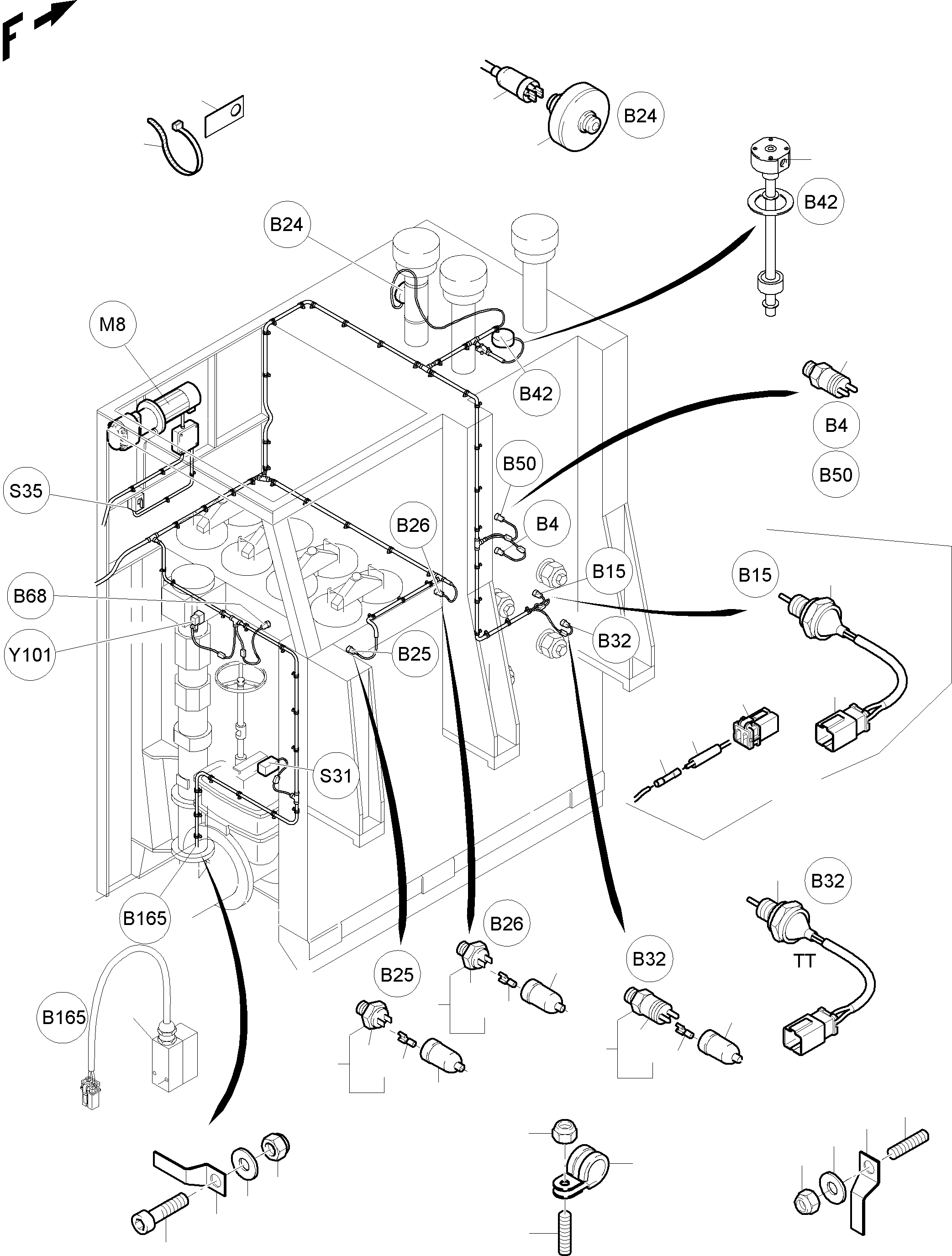 Komatsu parts book diagram for PC8000-6E S/N 12061: ELECTRIC - OIL TANK
