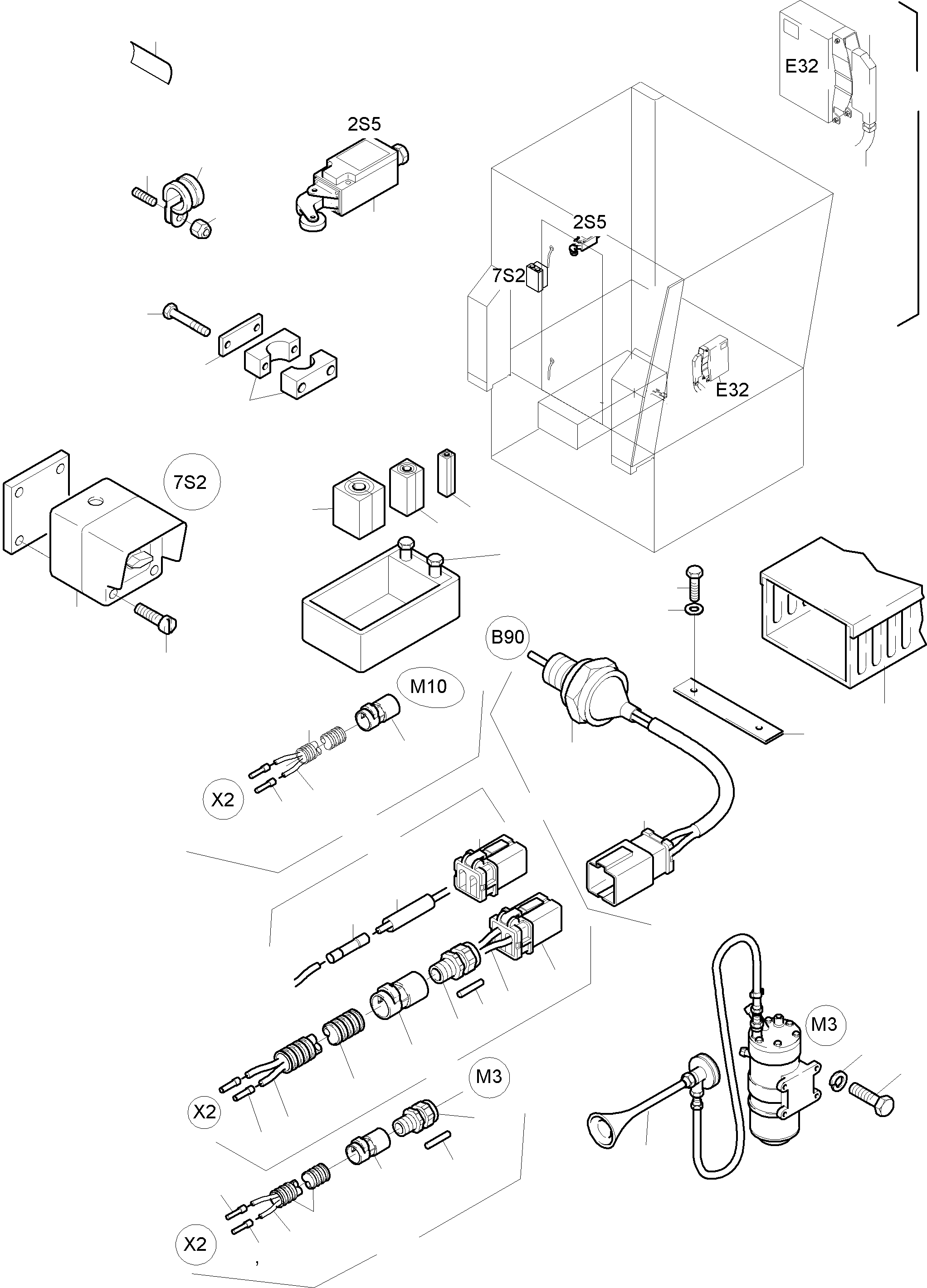 Komatsu parts book diagram for PC8000-6E S/N 12061: ELECTIC - CAB SUPPORT