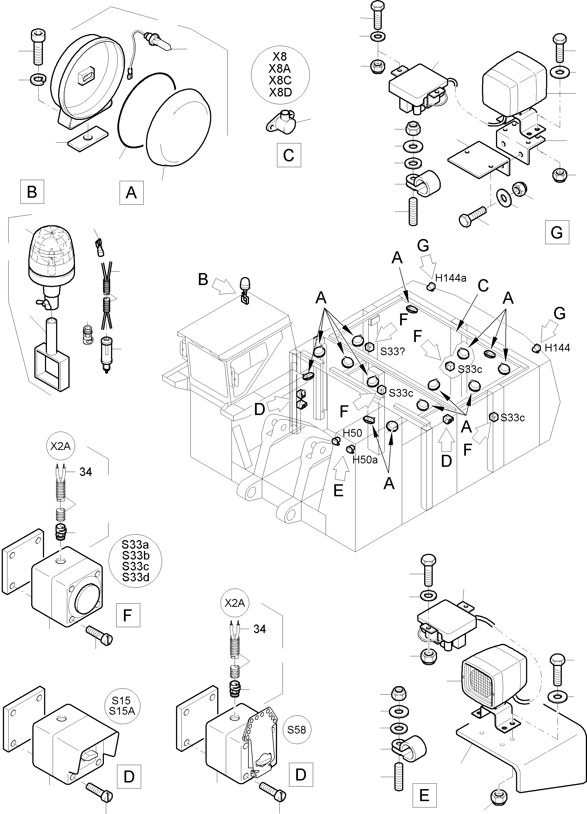 Komatsu parts book diagram for PC8000-6E S/N 12061: LIGHTING EQUIPMENT