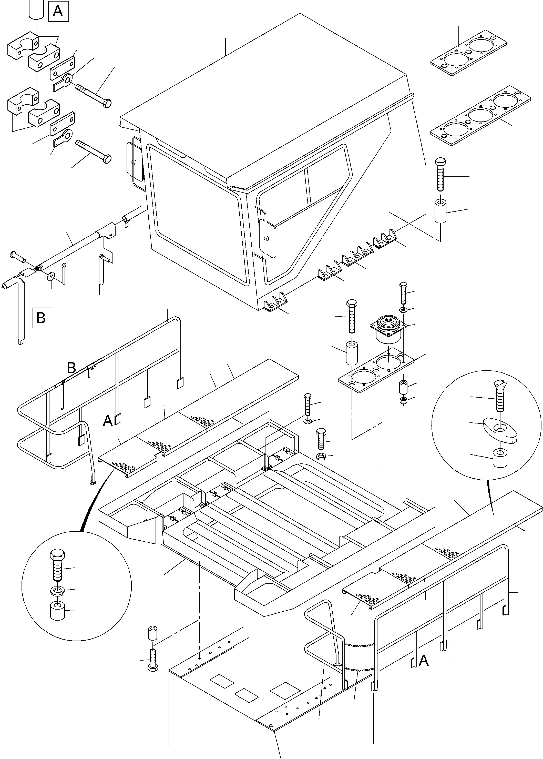 Komatsu parts book diagram for PC8000-6E S/N 12061: CAB MOUNTING