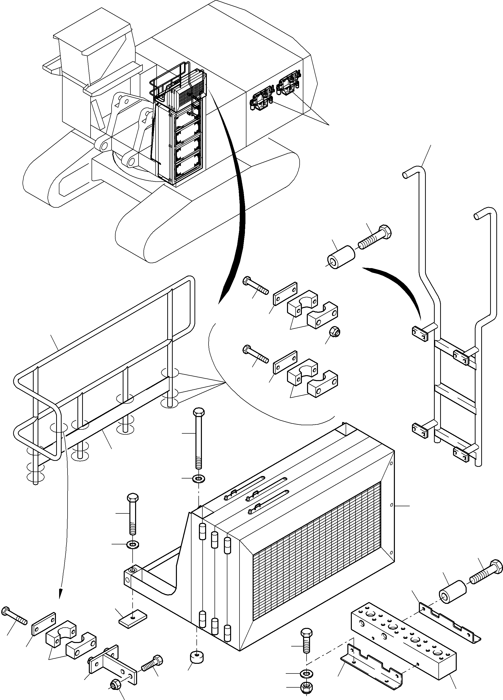 Komatsu parts book diagram for PC8000-6E S/N 12061: AUX. OIL COOLER ARR.