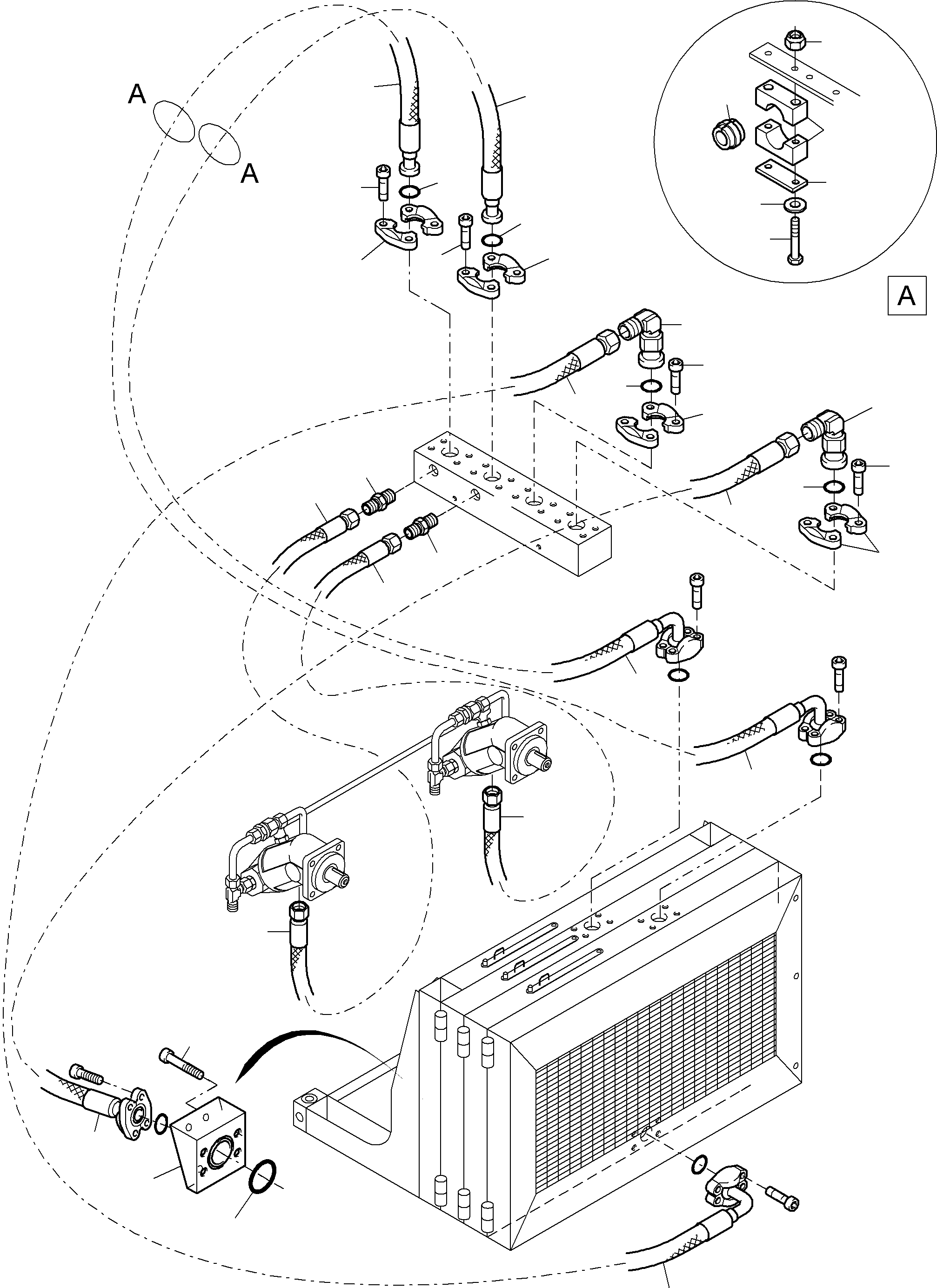 Komatsu parts book diagram for PC8000-6E S/N 12061: AUX. OIL COOLER ARR.