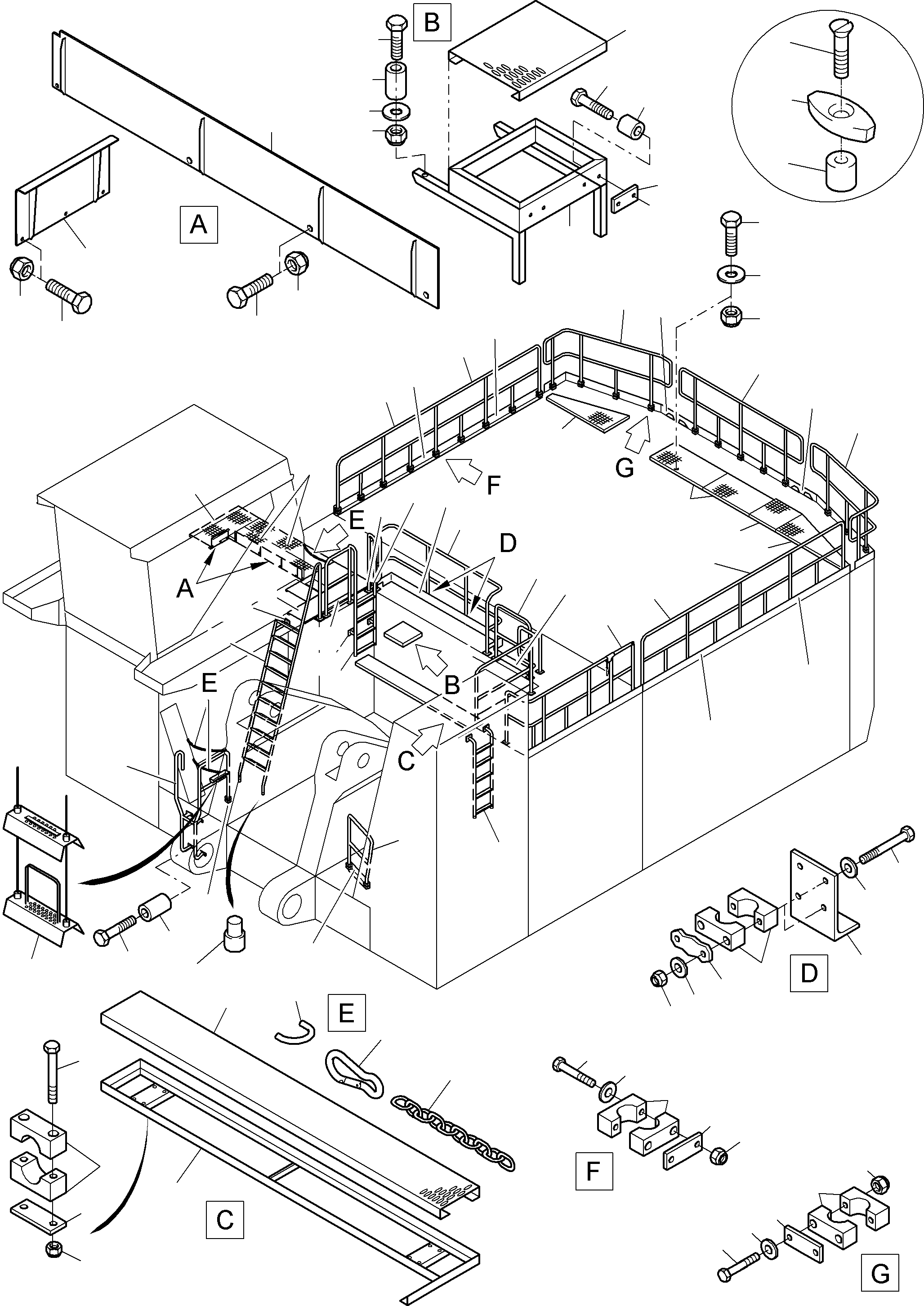 Komatsu parts book diagram for PC8000-6E S/N 12061: RAIL AND STEPS
