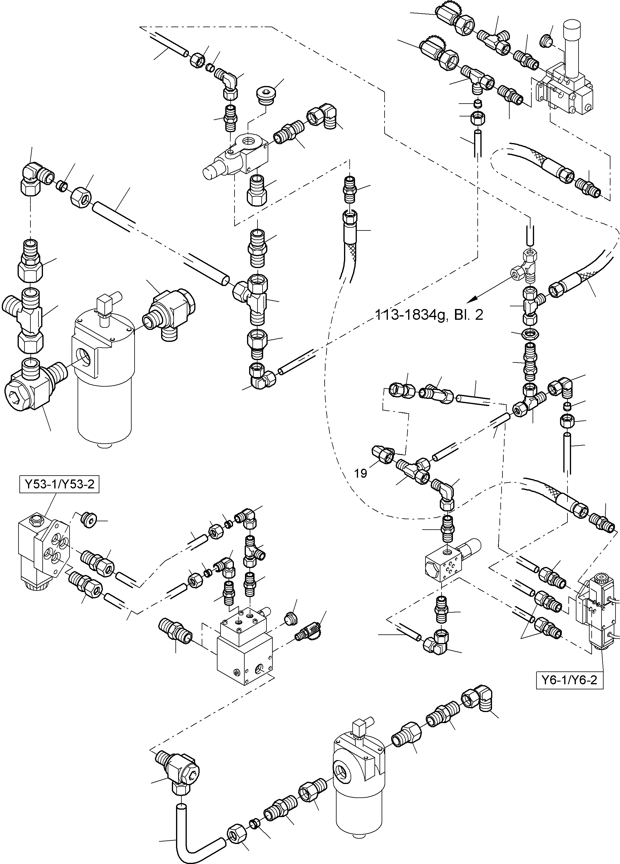 Komatsu parts book diagram for PC8000-6 S/N 12082: PIPING - CONTROL- AND FILTER PLATE, PDG