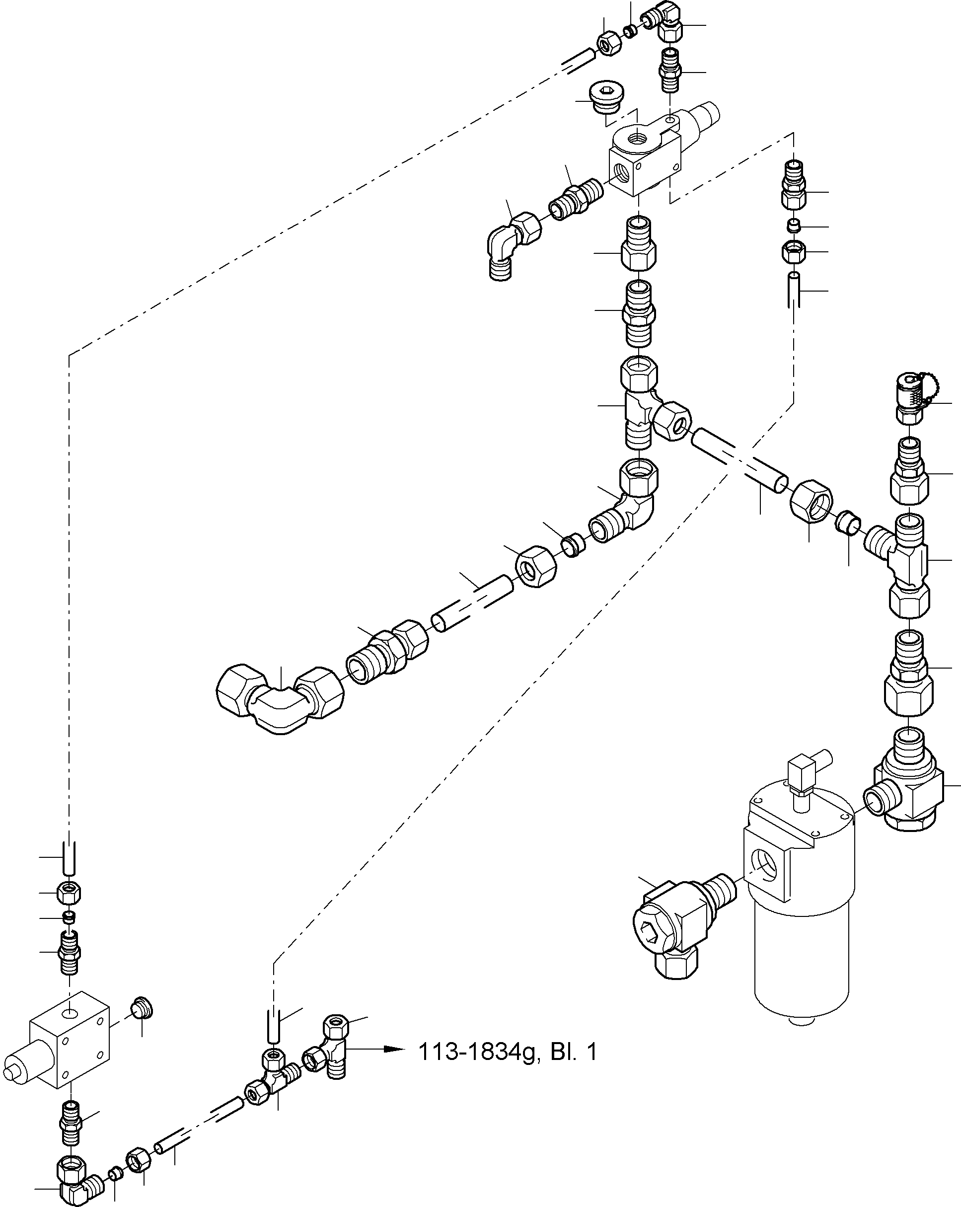 Komatsu parts book diagram for PC8000-6 S/N 12082: PIPING - CONTROL- AND FILTER PLATE, PDG