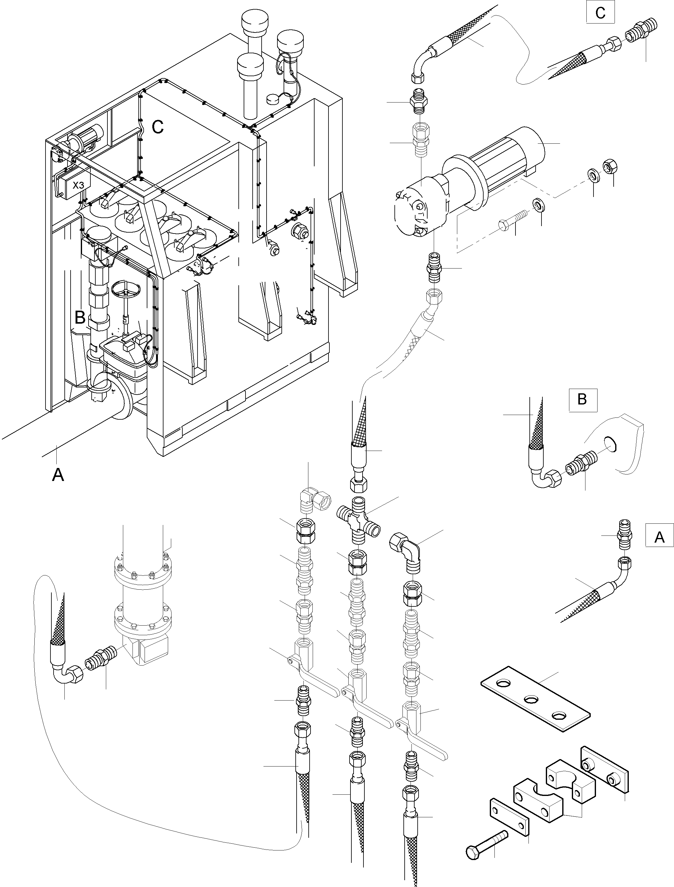 Komatsu parts book diagram for PC8000-6 S/N 12082: MAIN OIL TANK - PUMP UNIT