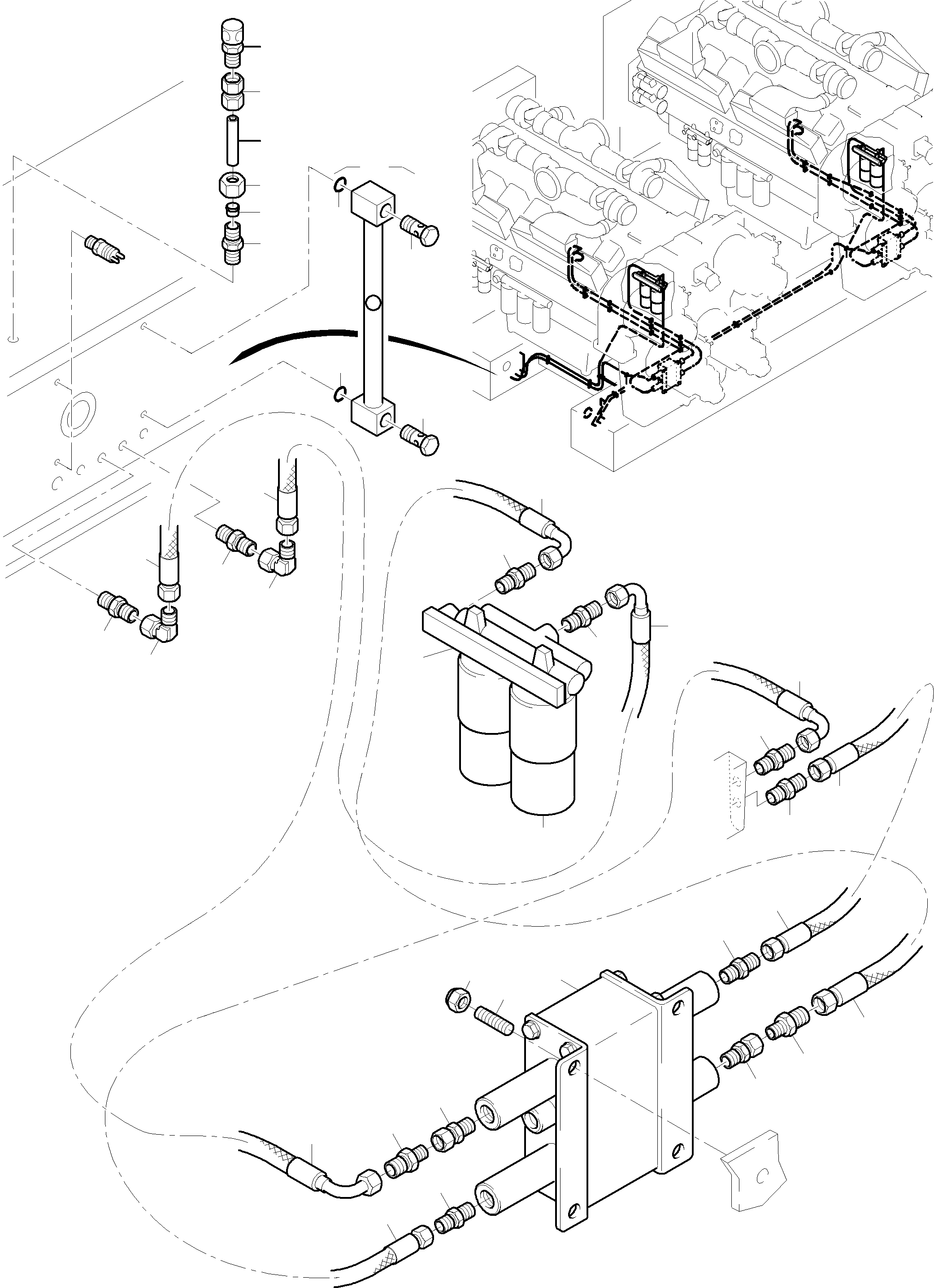 Komatsu parts book diagram for PC8000-6 S/N 12082: LINES FOR FEED PUMP - ENGINE OIL