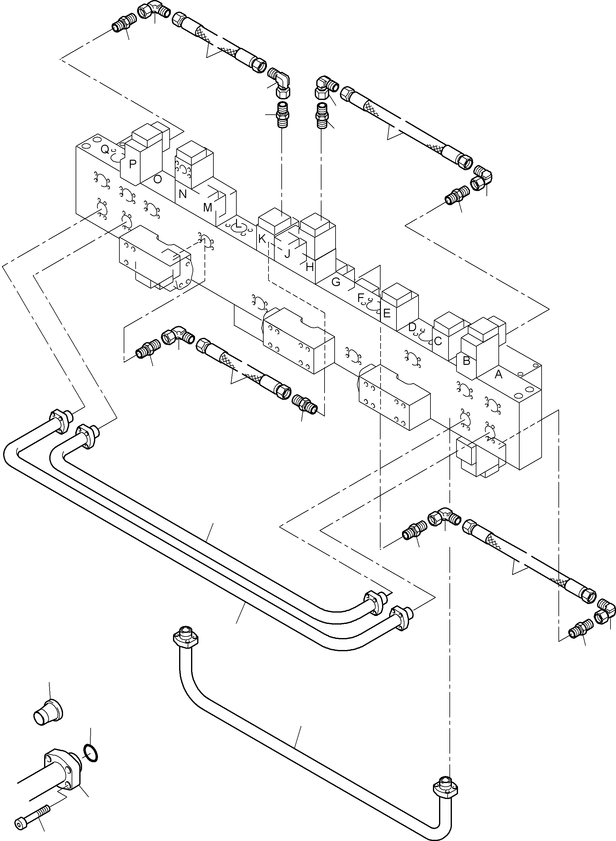Komatsu parts book diagram for PC8000-6 S/N 12082: PIPING - MANIFOLD