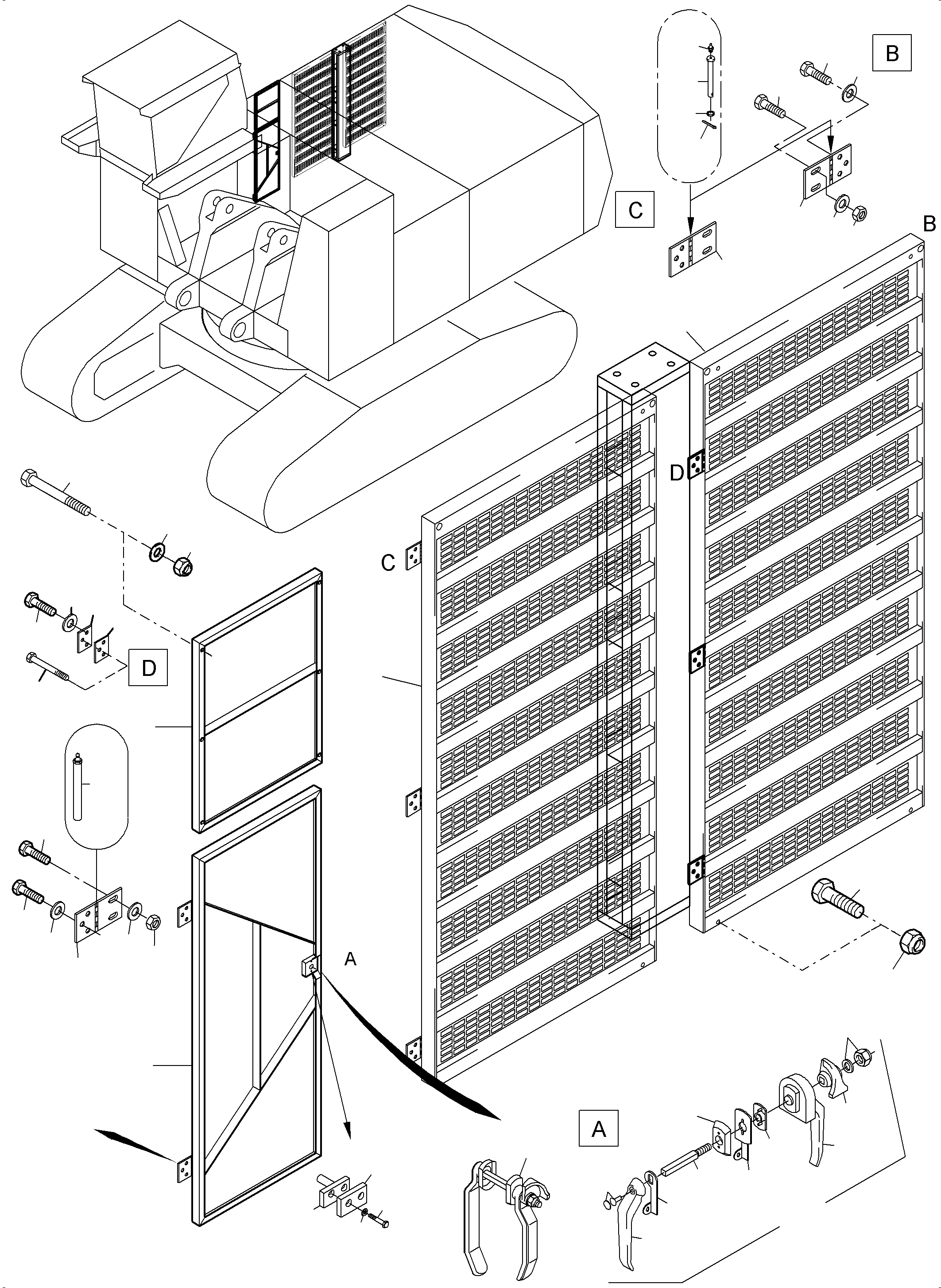 Komatsu parts book diagram for PC8000-6 S/N 12082: DOORS - MACHINE COVERING