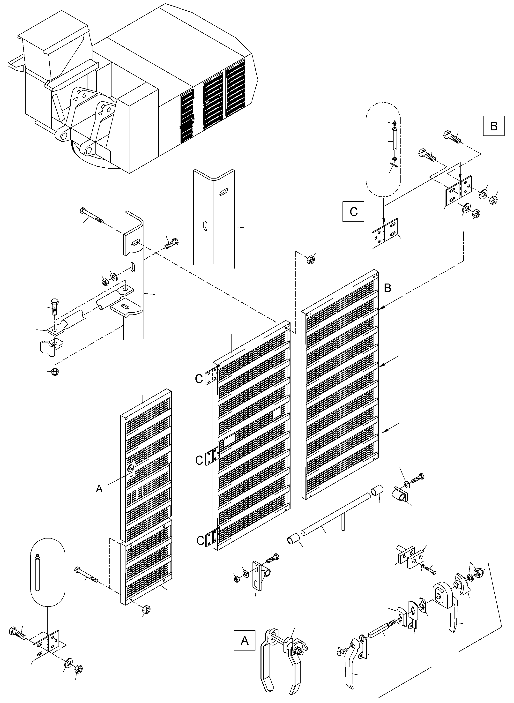 Komatsu parts book diagram for PC8000-6 S/N 12082: DOORS - MACHINE COVERING