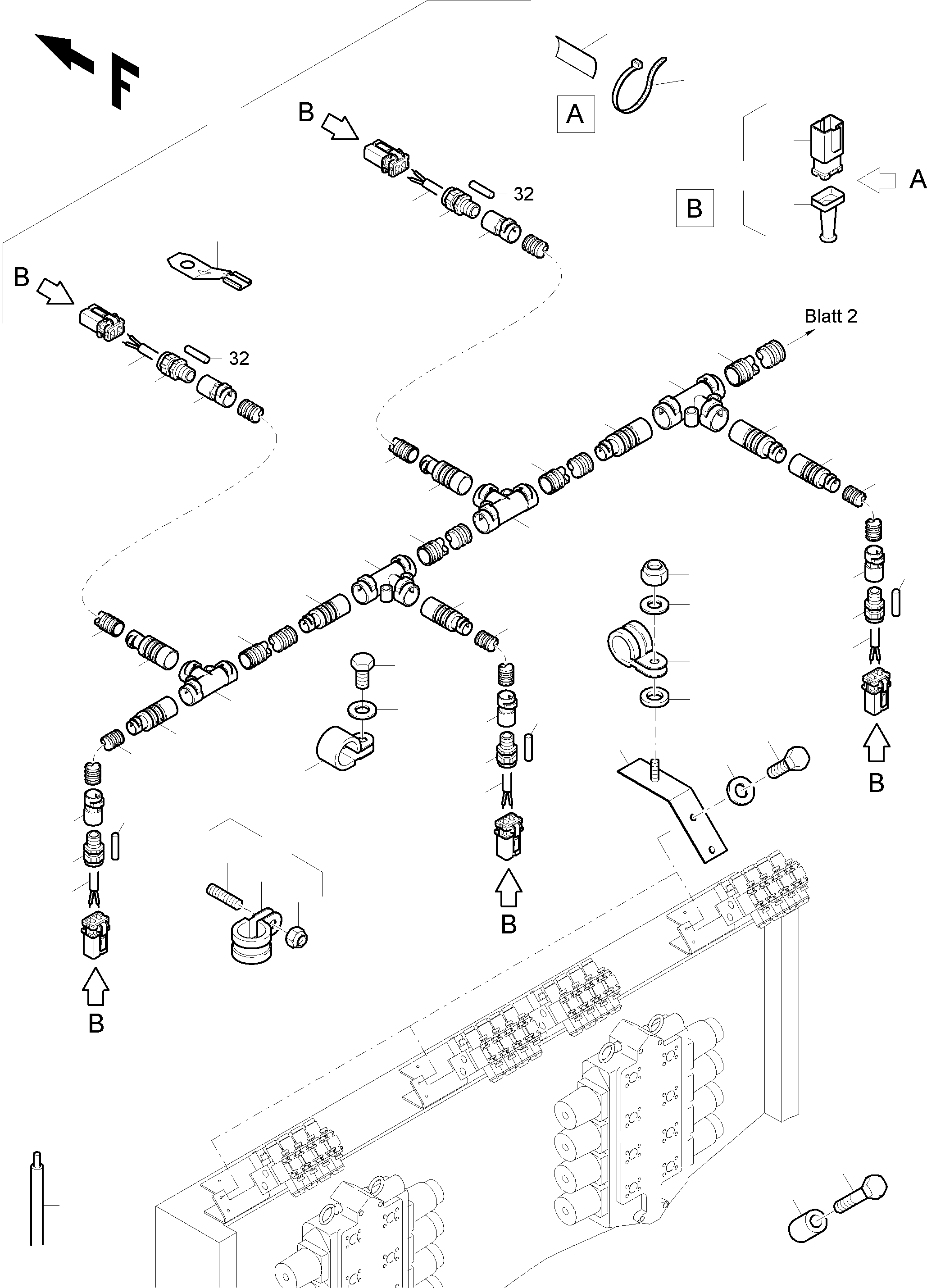 Komatsu parts book diagram for PC8000-6 S/N 12082: CABLES - CONTROL BLOCKS