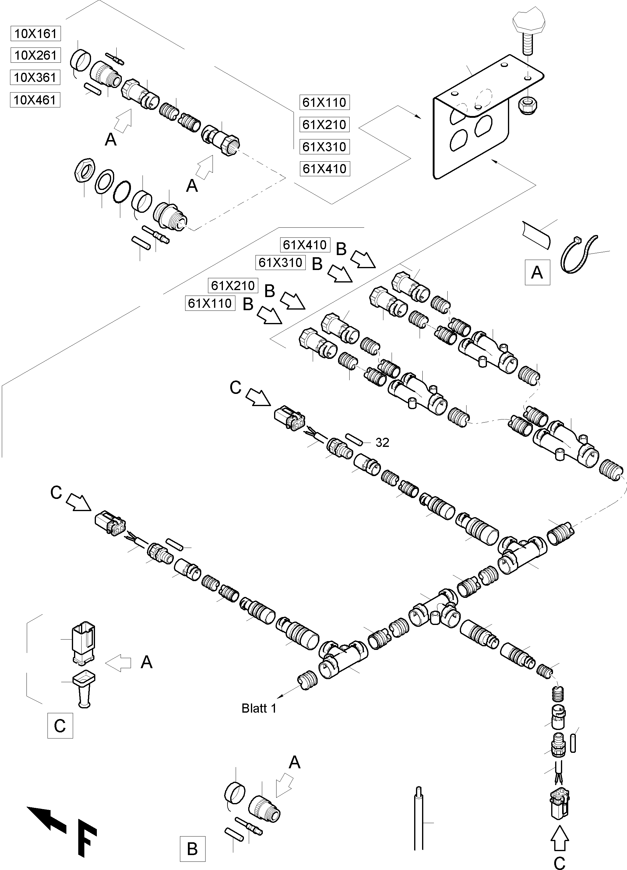 Komatsu parts book diagram for PC8000-6 S/N 12082: CABLES - CONTROL BLOCKS