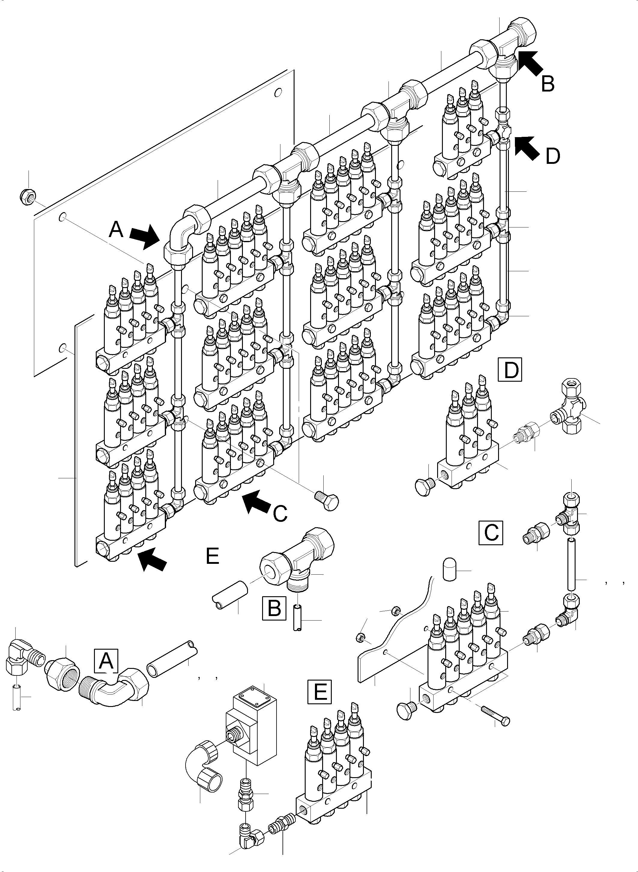 Komatsu parts book diagram for PC8000-6 S/N 12082: PIPING - METERING VALVES
