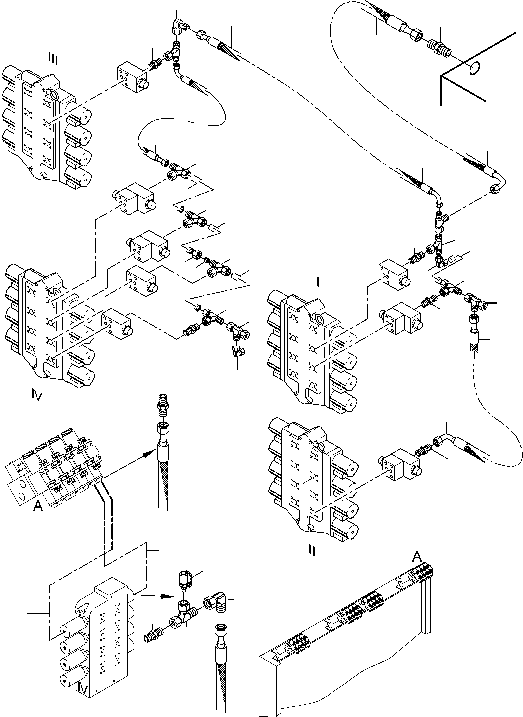 Komatsu parts book diagram for PC8000-6 S/N 12082: PIPING -SECONDARY VALVES - BULLCLAM BUCKET EQUIPMENT