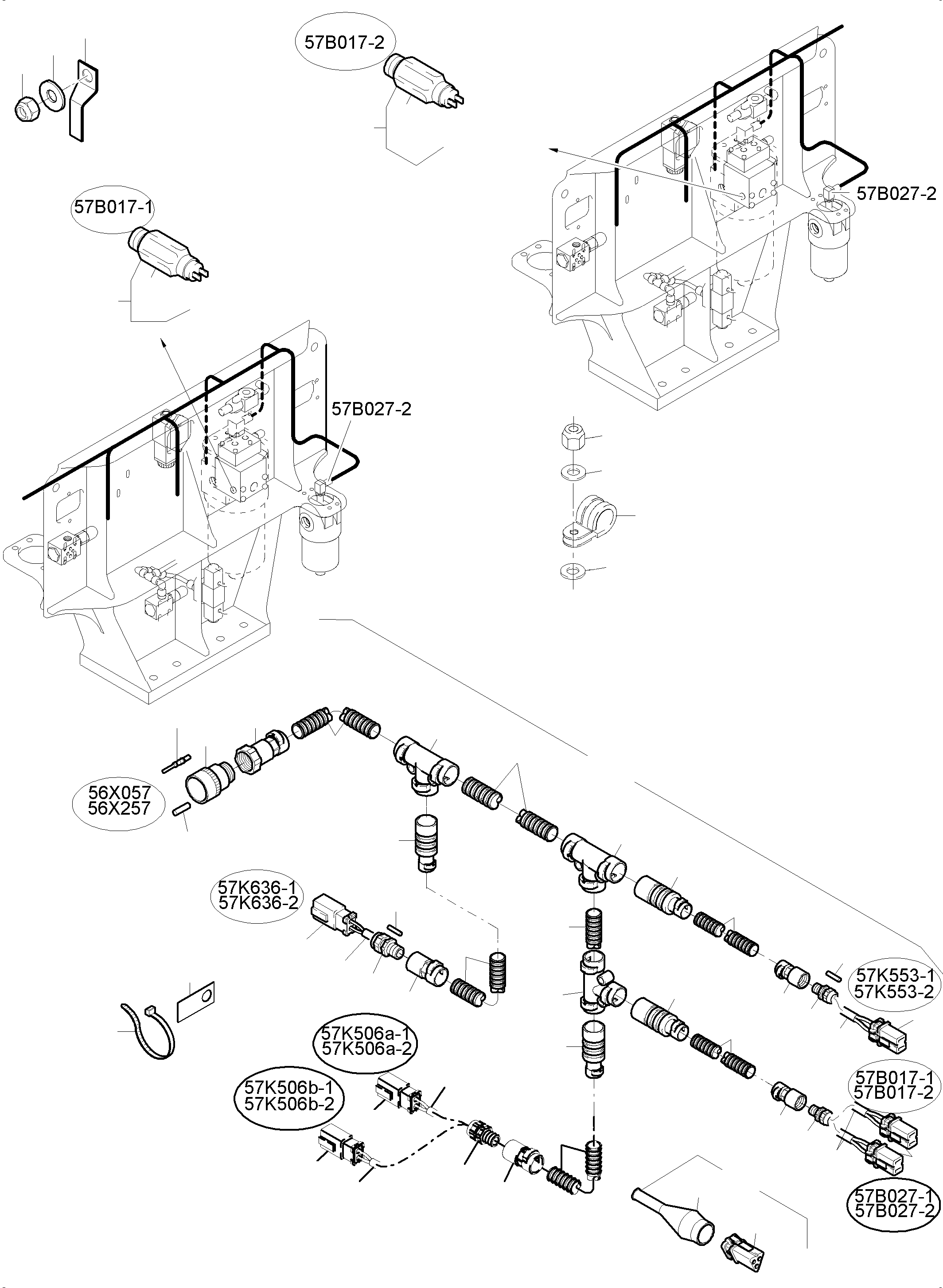 Komatsu parts book diagram for PC8000-6 S/N 12082: CABLES - CONTROL AND FILTER PLATE 1 AND 2