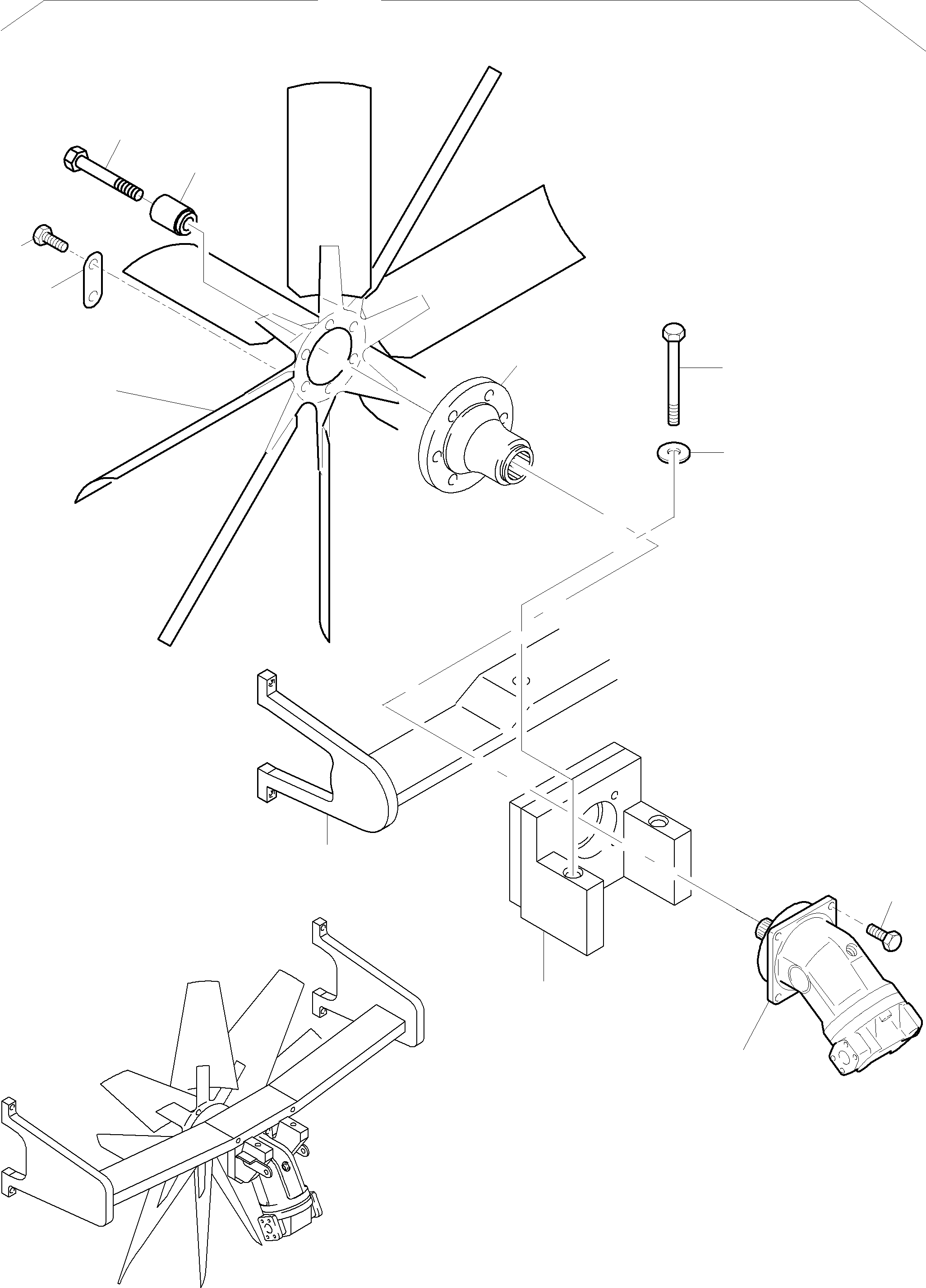 Komatsu parts book diagram for PC8000-6 S/N 12082: RADIATOR - FAN DRIVE ABOVE