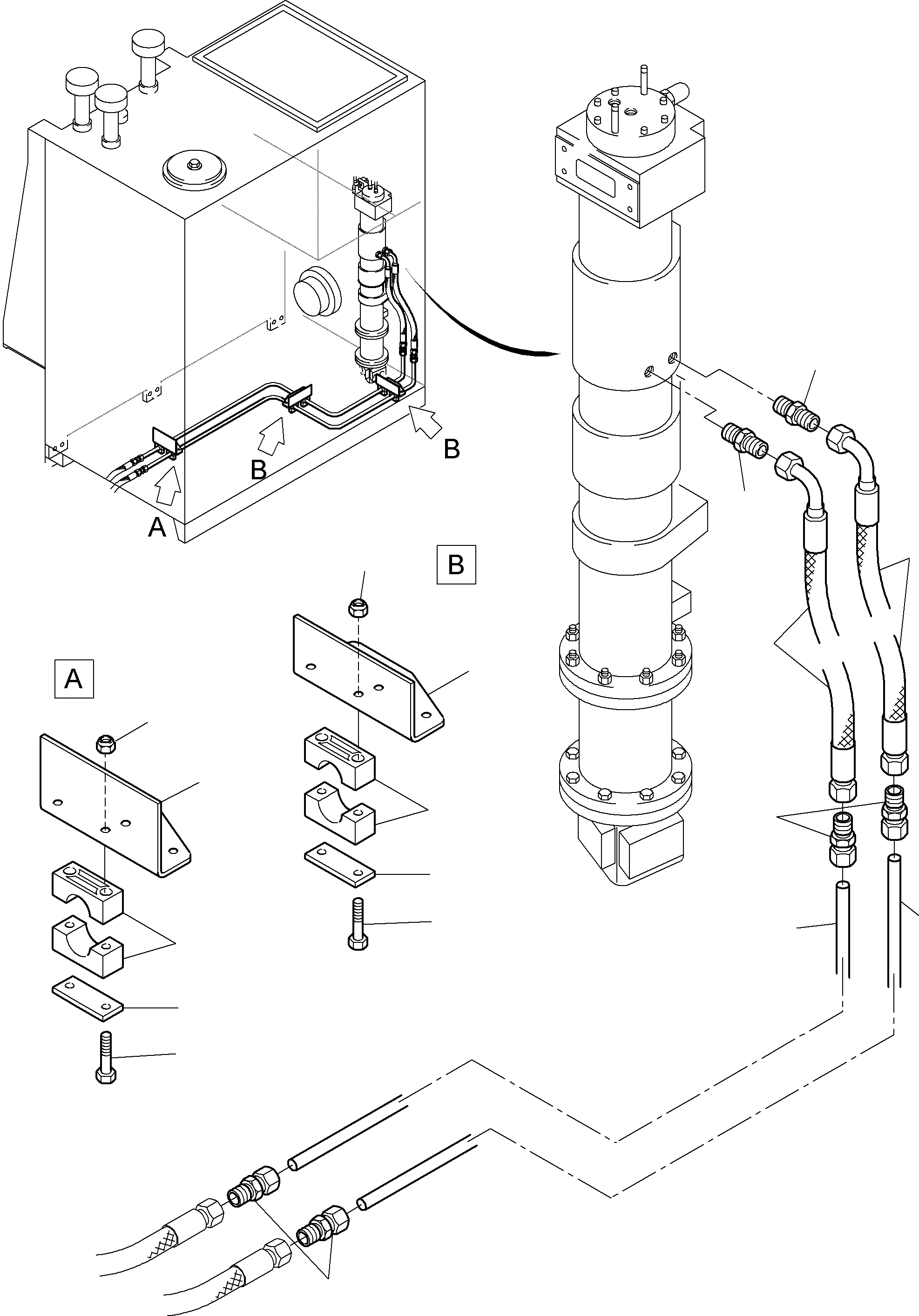 Komatsu parts book diagram for PC8000-6 S/N 12082: PIPING - MAIN OIL TANK