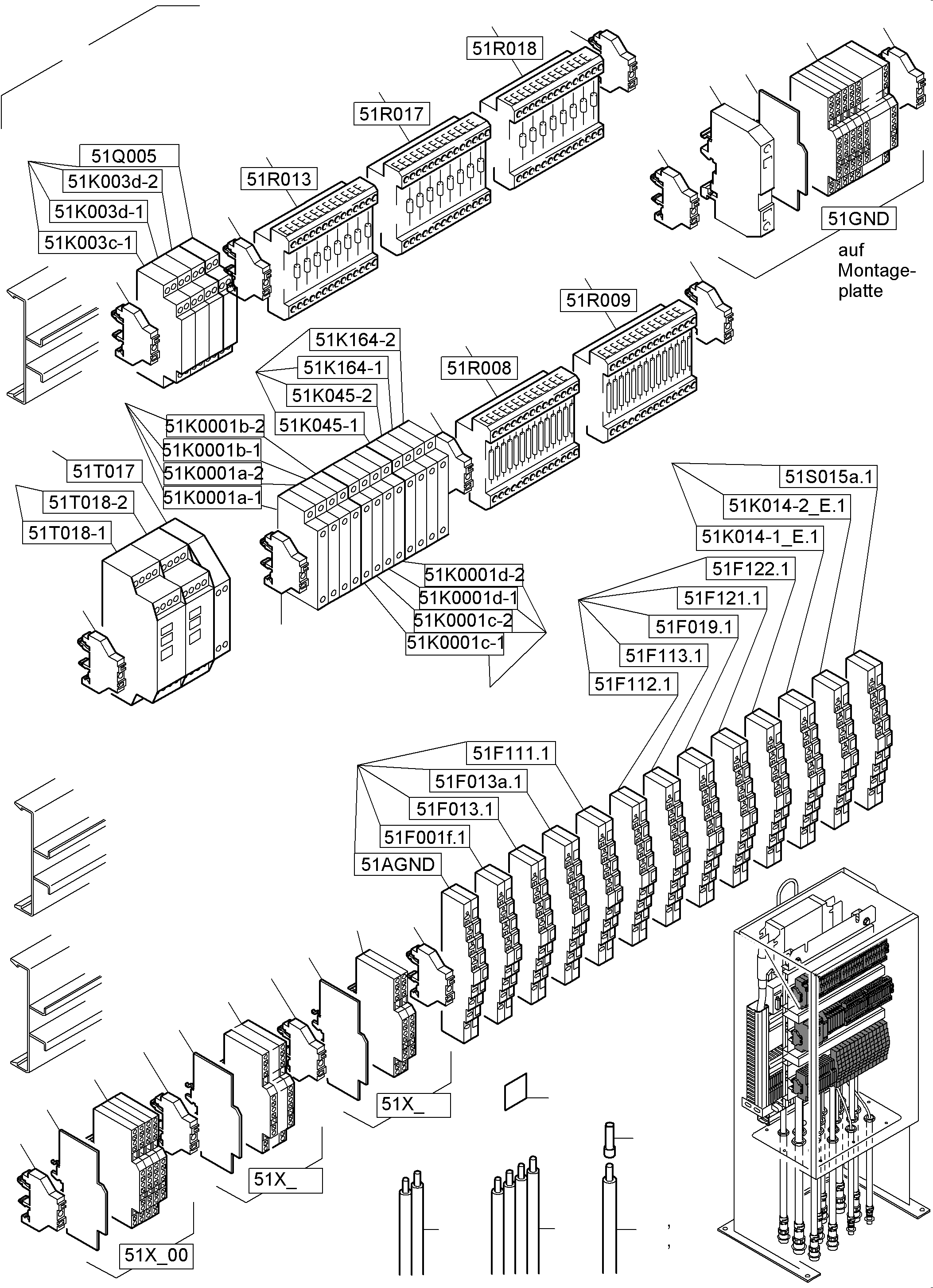 Komatsu parts book diagram for PC8000-6 S/N 12082: SWITCH CABINET ORT 51