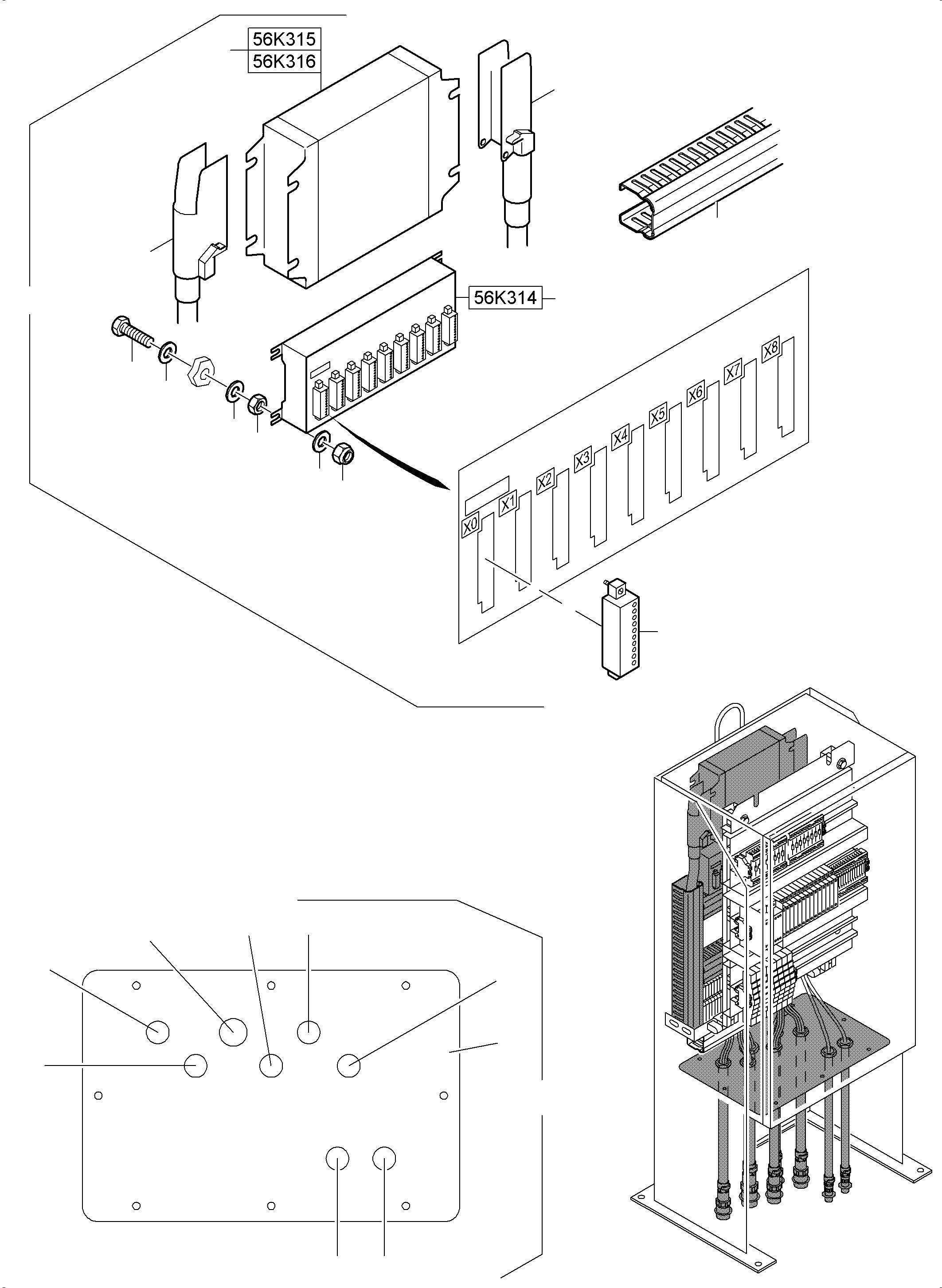Komatsu parts book diagram for PC8000-6 S/N 12082: SWITCH CABINET ORT 56