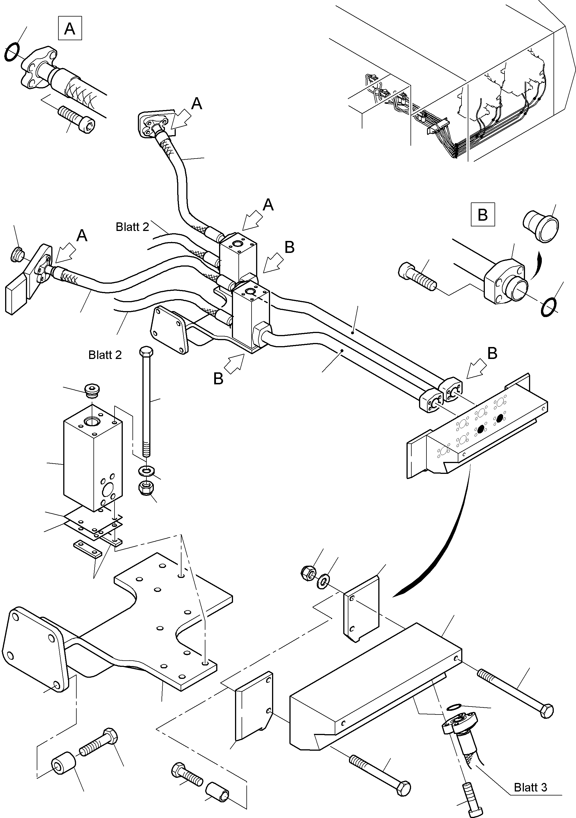 Komatsu parts book diagram for PC8000-6 S/N 12082: PRESSURE LINES, MAIN PUMPS - H.P. FILTER