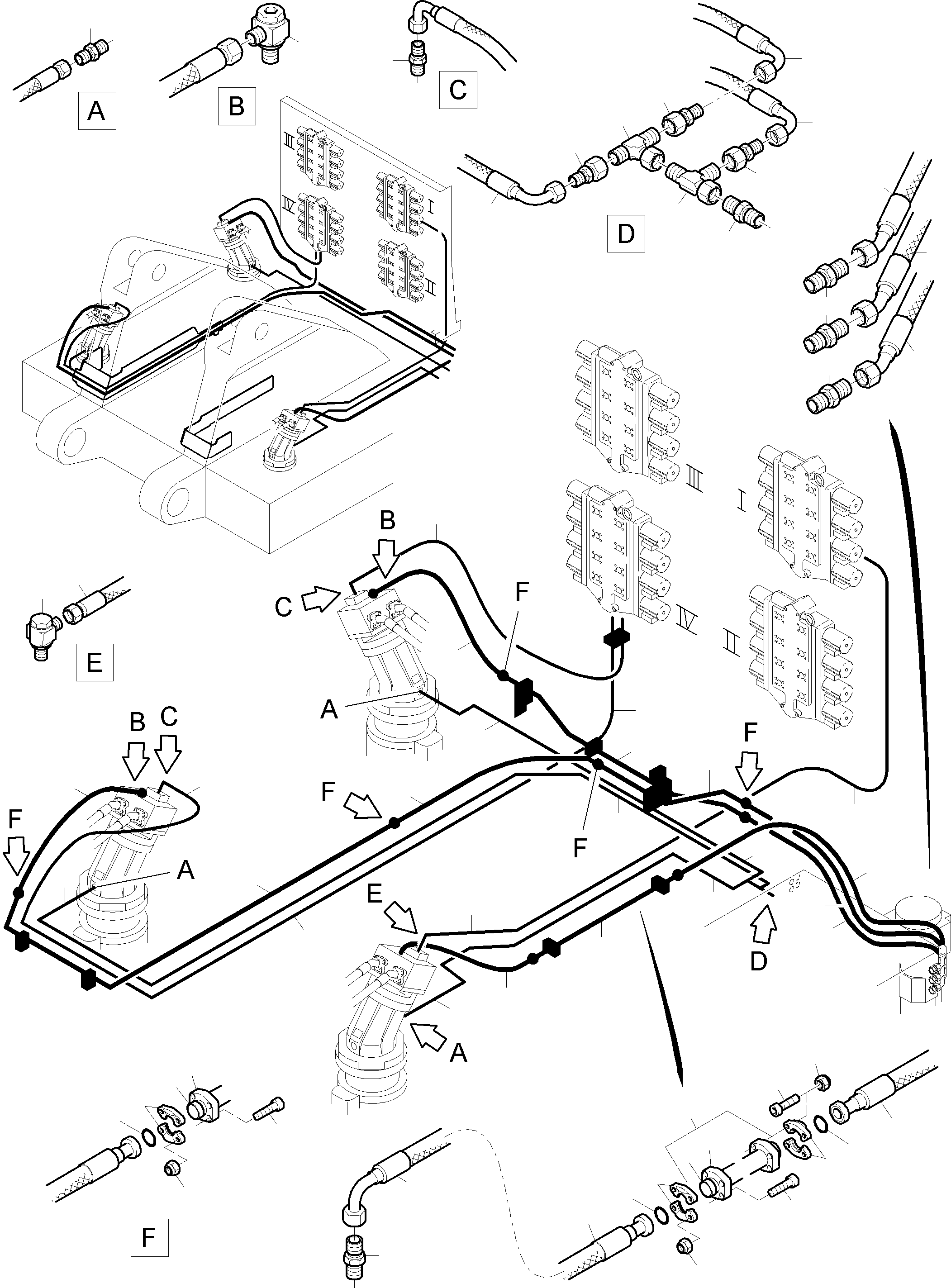 Komatsu parts book diagram for PC8000-6 S/N 12082: CONTROL AND TANK LINES - SLEW GEAR