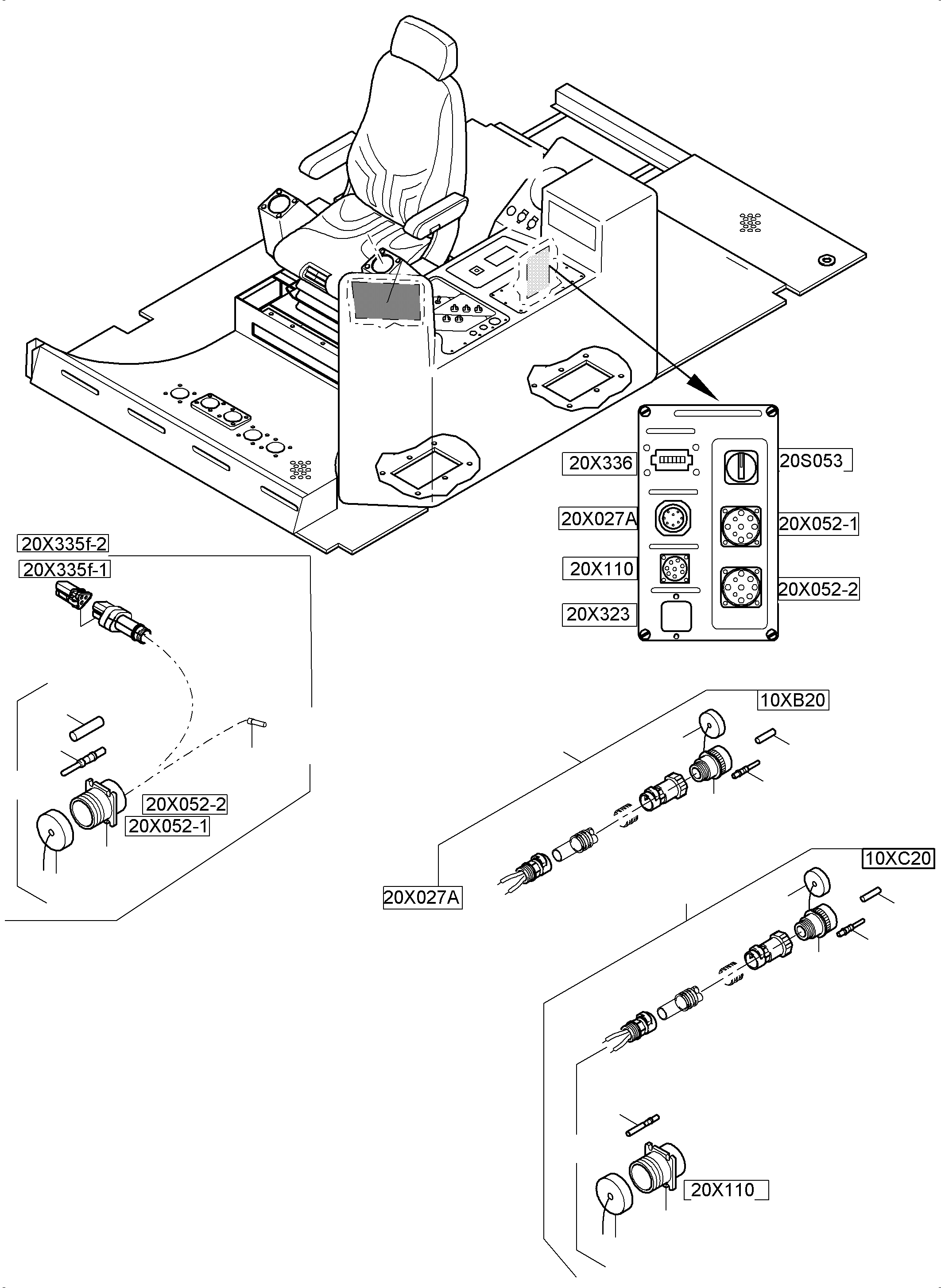 Komatsu parts book diagram for PC8000-6 S/N 12082: CABIN-HARNESSES-ELECTRIC