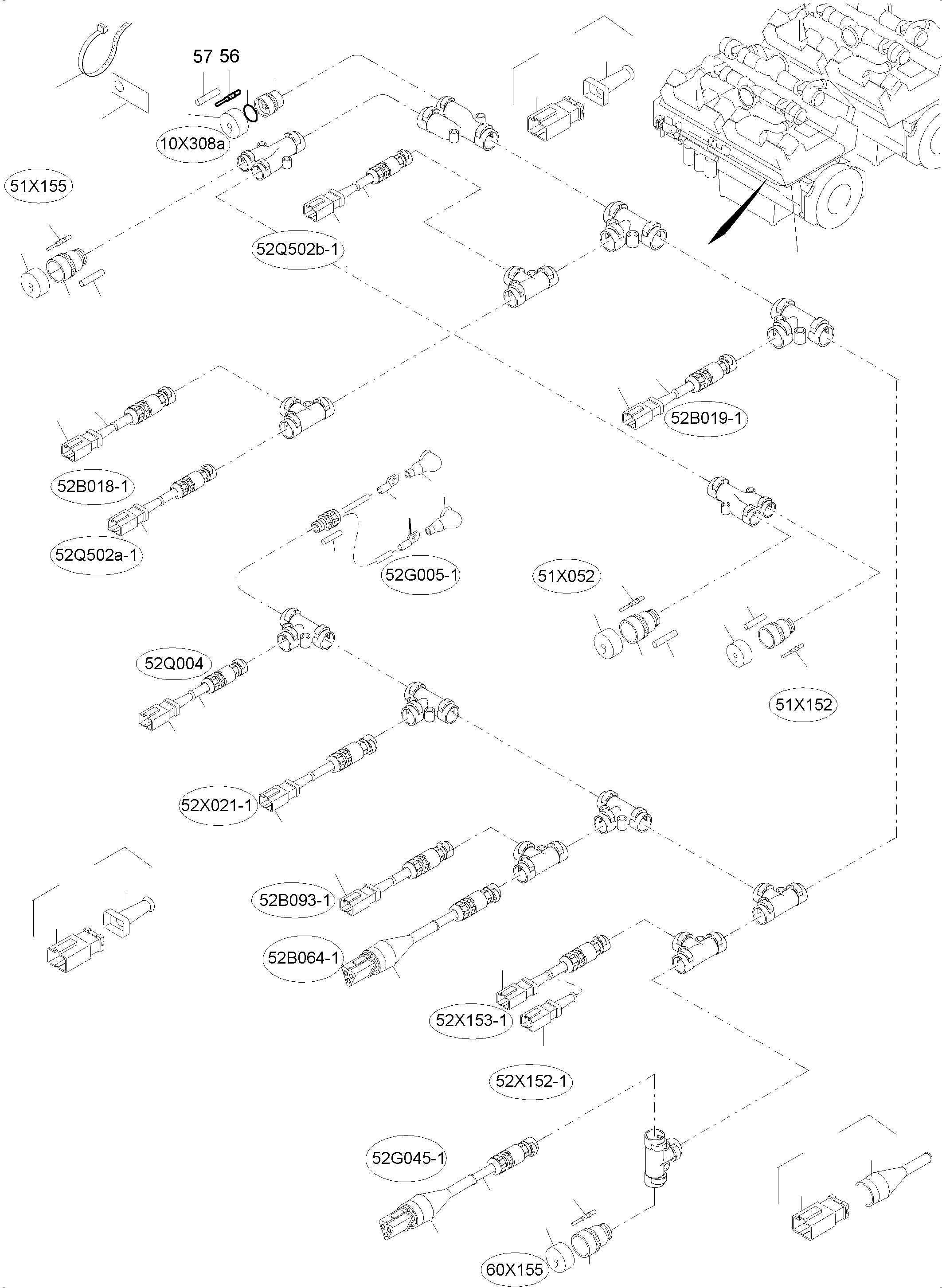 Komatsu parts book diagram for PC8000-6 S/N 12082: CABLES - MOTOR