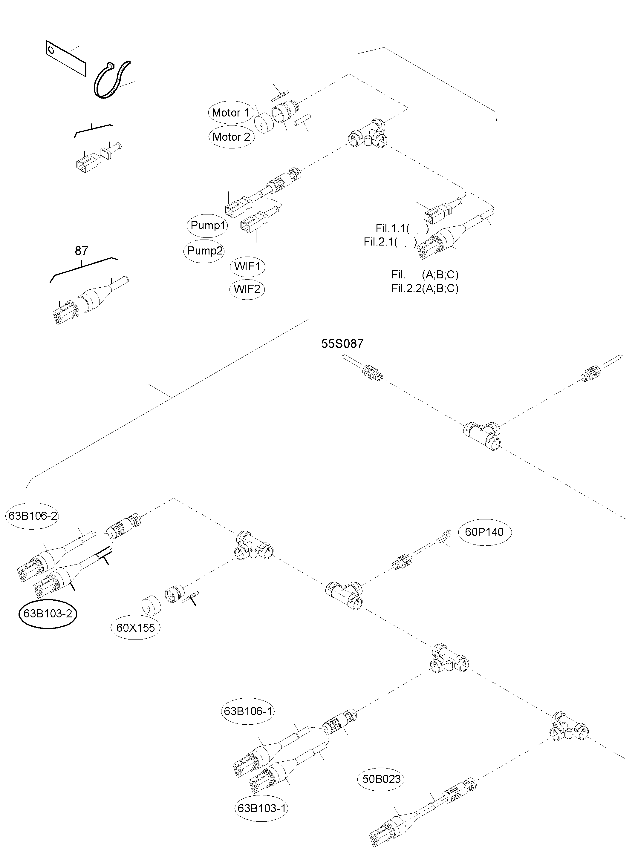Komatsu parts book diagram for PC8000-6 S/N 12082: CABLES - MOTOR