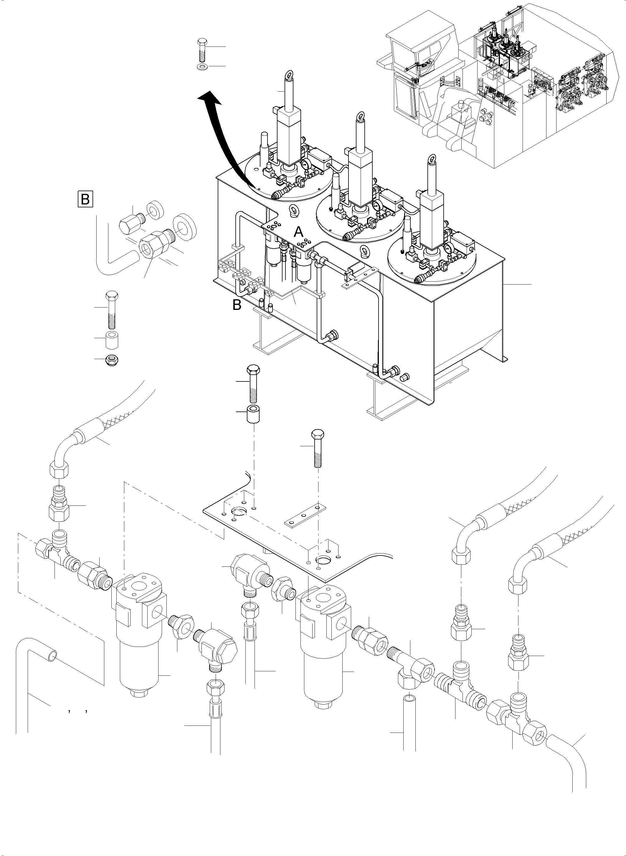 Komatsu parts book diagram for PC8000-6 S/N 12082: LUBE STATION ARR.