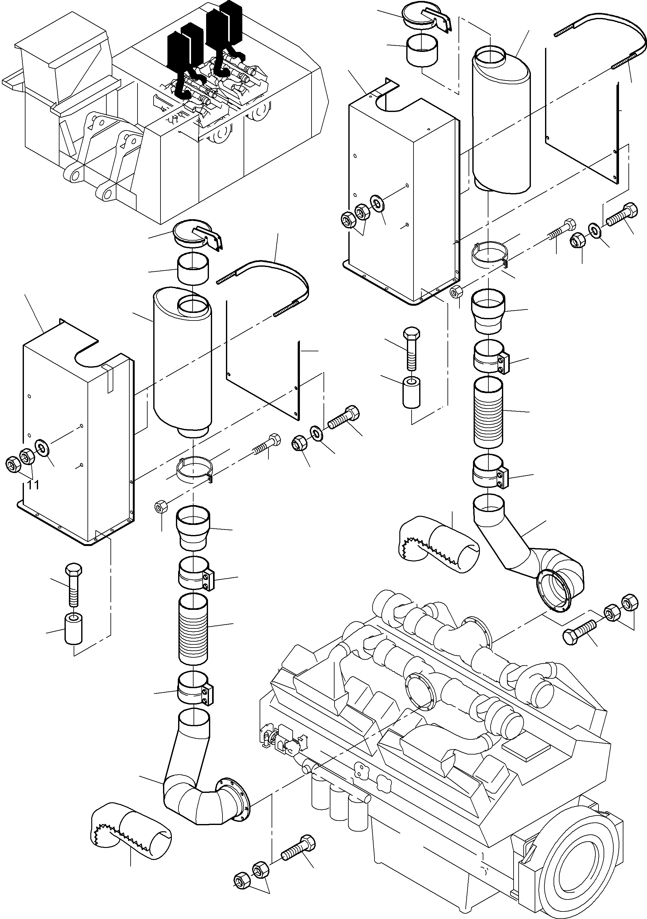 Komatsu parts book diagram for PC8000-6 S/N 12082: MUFFLER ARR.