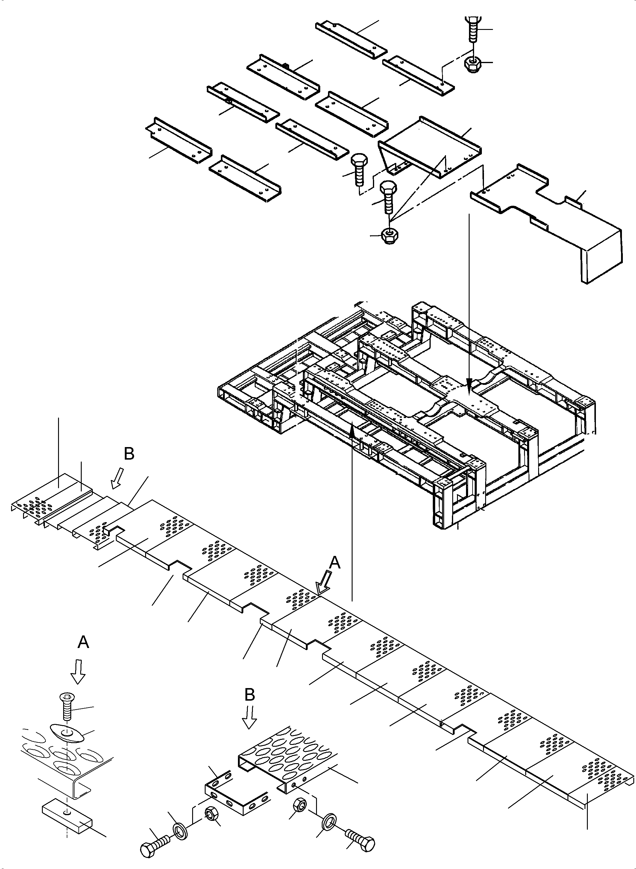 Komatsu parts book diagram for PC8000-6 S/N 12082: CATWALKS - ENGINE HOUSING