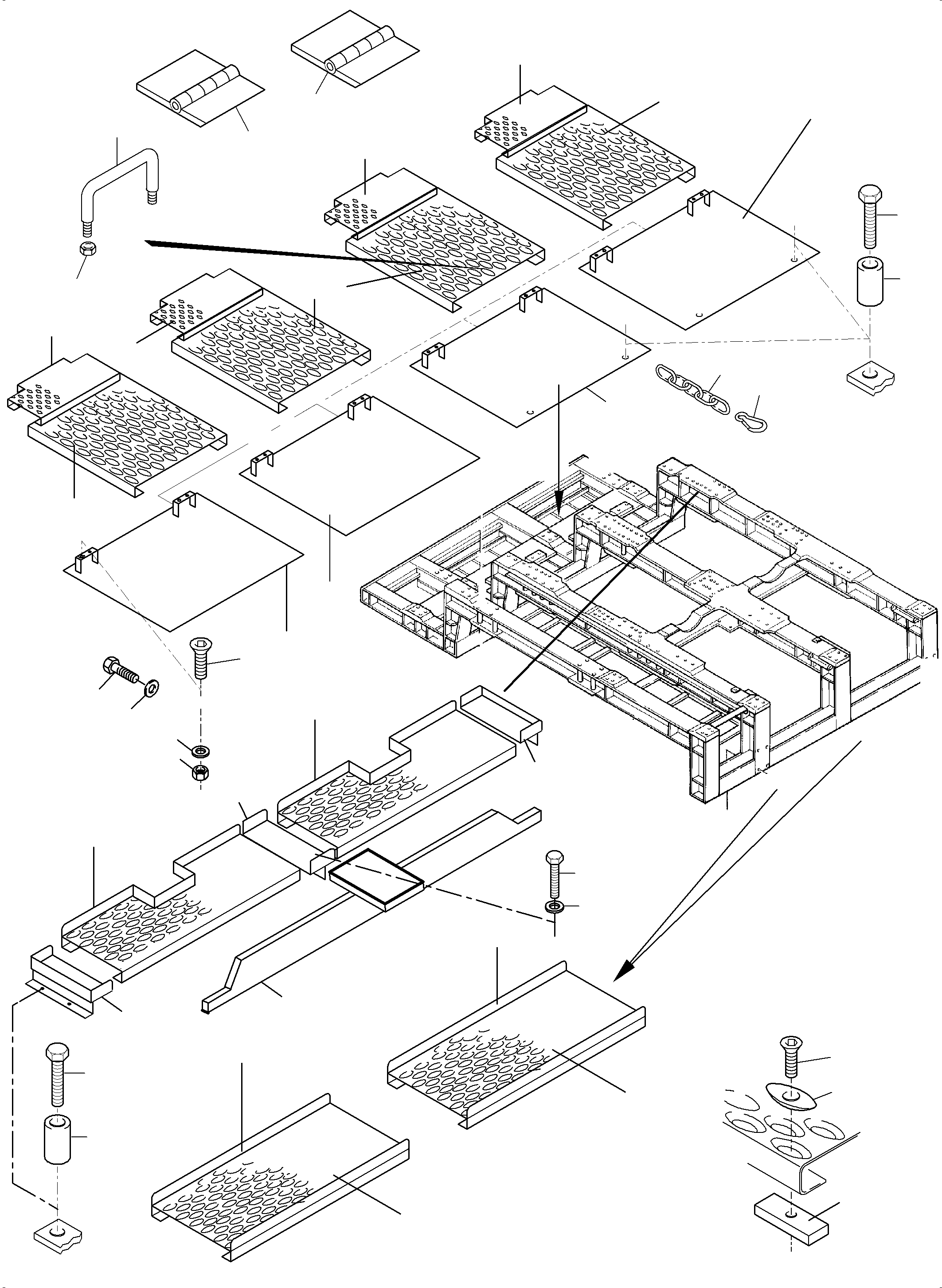 Komatsu parts book diagram for PC8000-6 S/N 12082: CATWALKS - ENGINE HOUSING