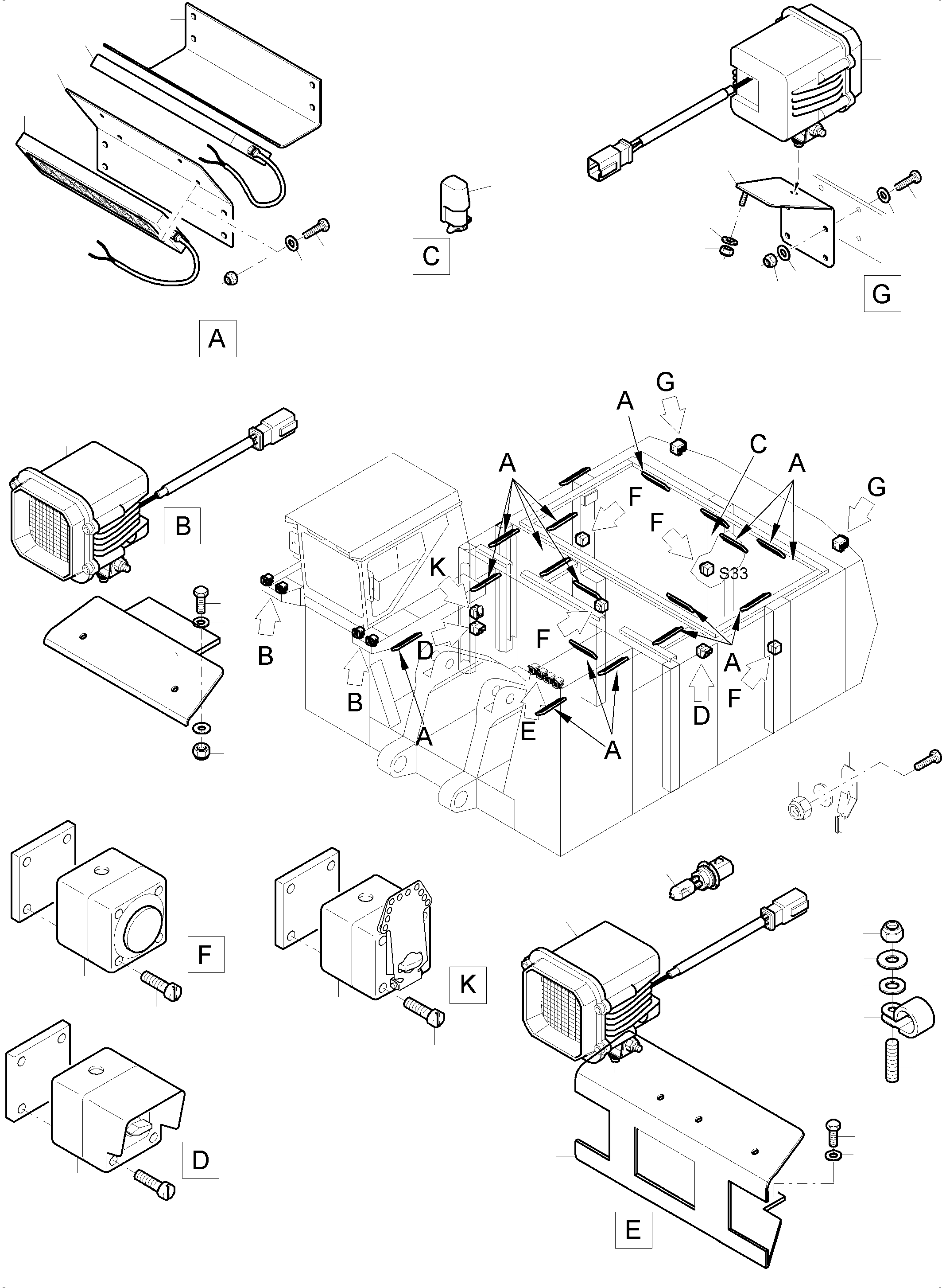 Komatsu parts book diagram for PC8000-6 S/N 12082: LIGHTING EQUIPMENT